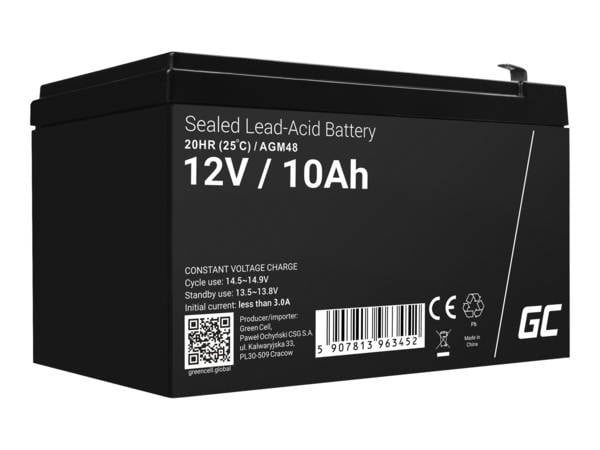 Green Cell - Batterie - Bleisäure - 10 Ah - Schwarz