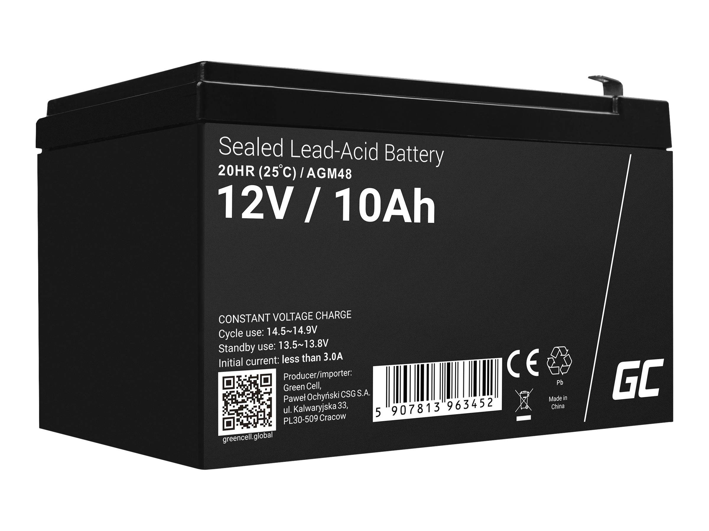 Green Cell - Batterie - Bleisäure - 10 Ah - Schwarz-0