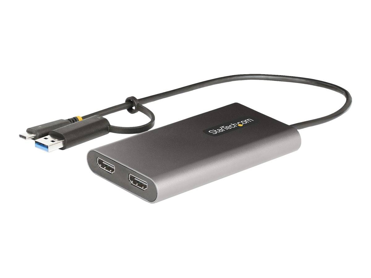 StarTech.com USB-C to Dual-HDMI Adapter, USB-C or A to 2x HDMI, 4K 60Hz, 100W PD Pass-Through, 1ft (30cm)-0