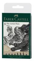 Faber-Castell Pitt Artist Pen Tuschestift, 8er Etui, schwarz, 8 Farben, Schwarz, Mehrfarbig, Erwachsene, 1 Stück(e)-0