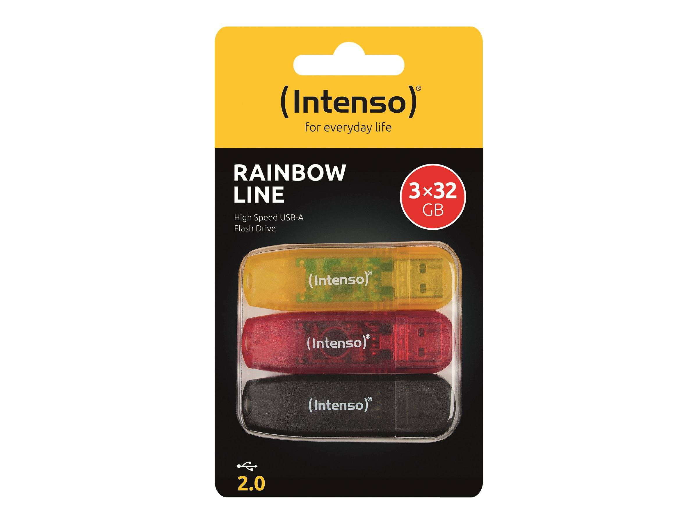 Intenso Rainbow Line - USB-Flash-Laufwerk - 32 GB - USB 2.0 - Schwarz, Gelb, Rot-0