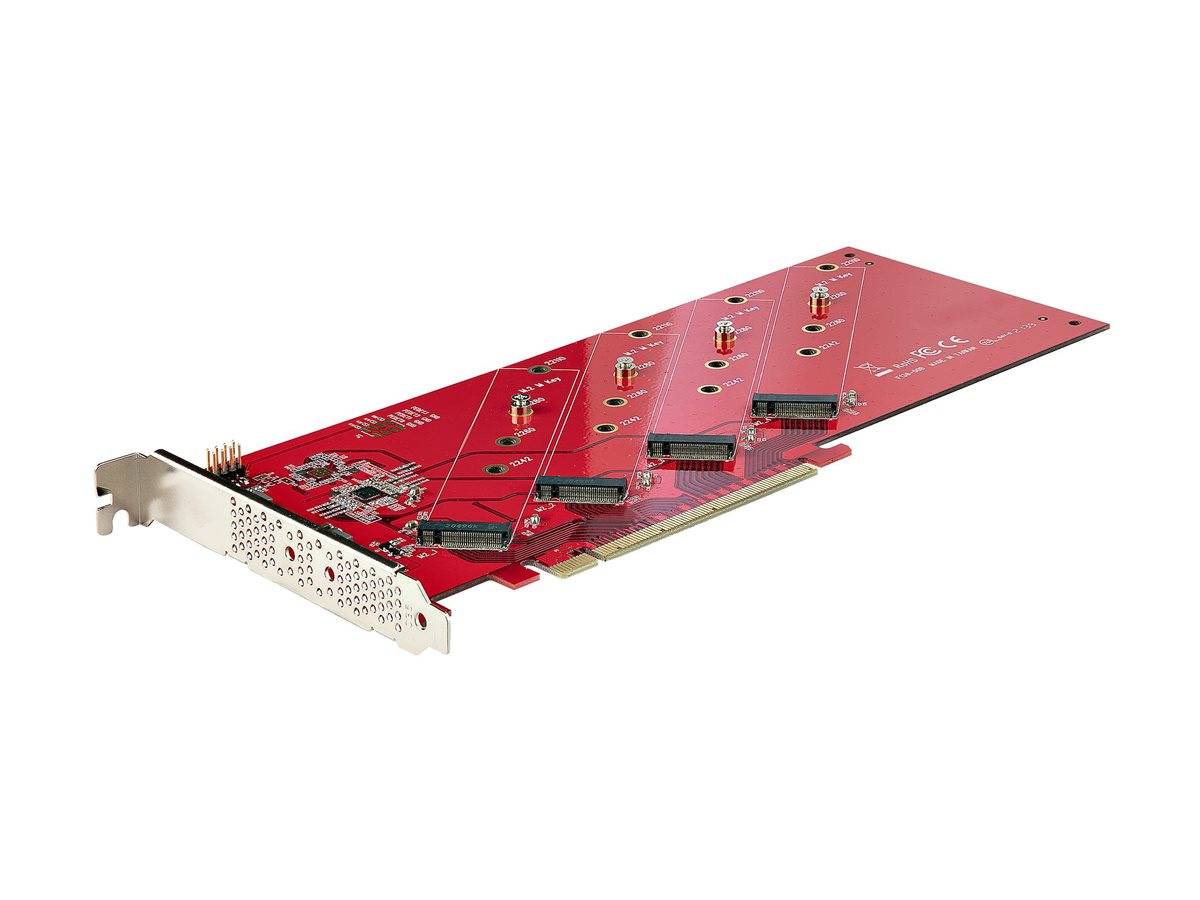 StarTech.com Quad M.2 PCIe Adapter Card, x16 Quad NVMe or AHCI M.2 SSD to PCI Express 4.0, Up to 7.8GBps/Drive, For 2242-3