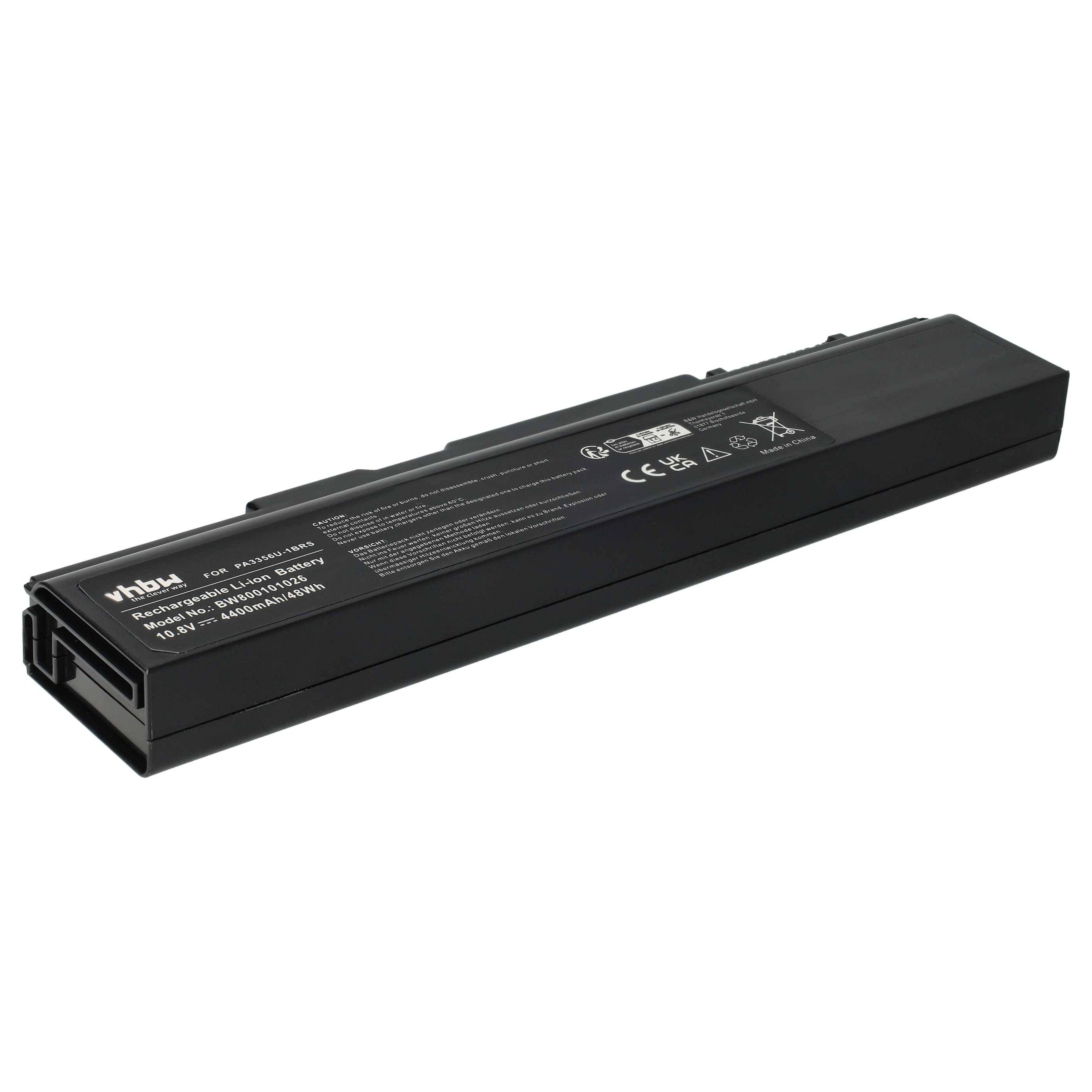 vhbw Akku kompatibel mit Toshiba Satellite A50-512 | A50-492, A50-543, A50-493, A50-114, A55 Notebook (4400 mAh, 10,8 V-1