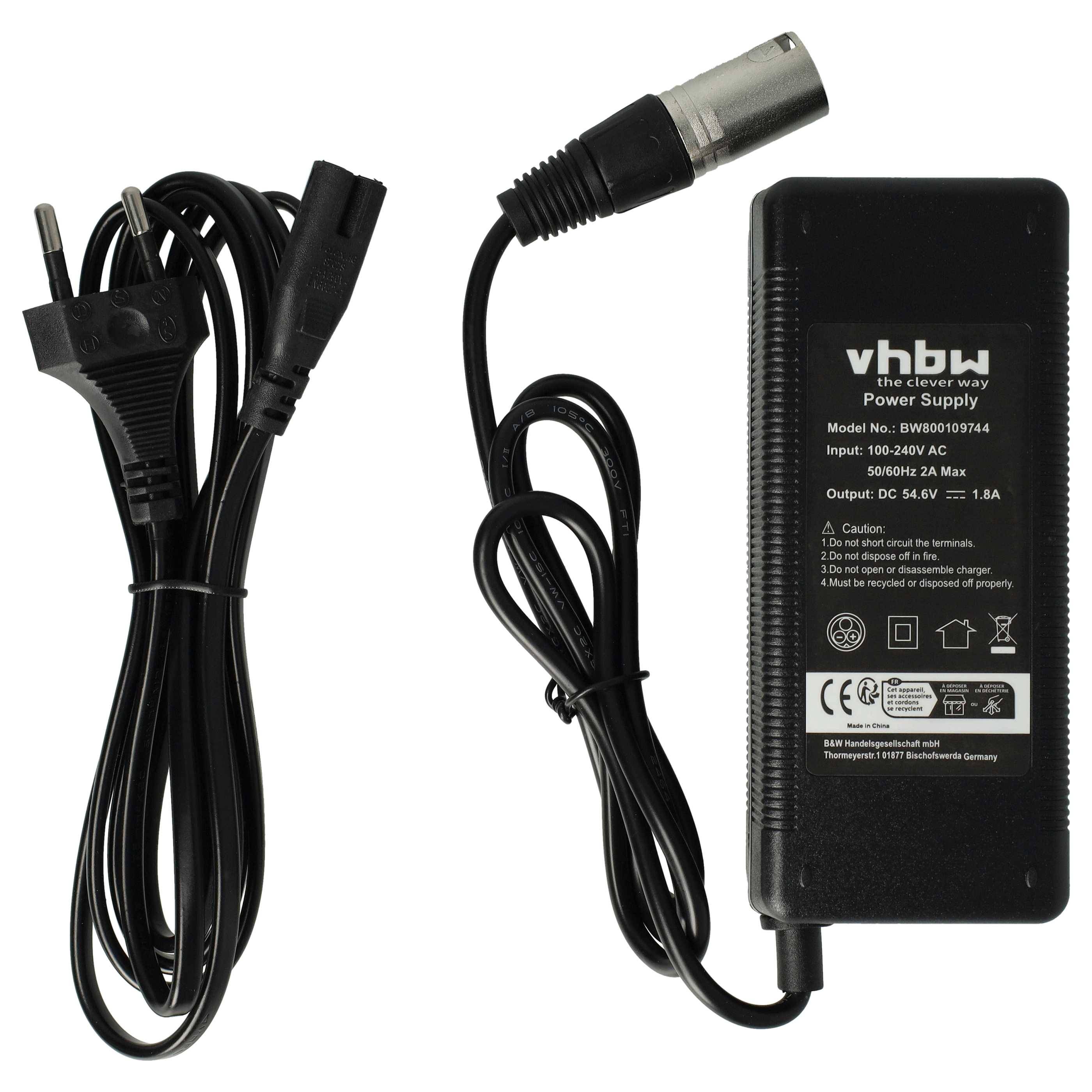 vhbw 1x Ladegerät kompatibel mit NCM Rome ab 2016 | Paris ab 2014 Fahrradakkus, E-Bike - Für 48 V Akkus, mit XLR-0