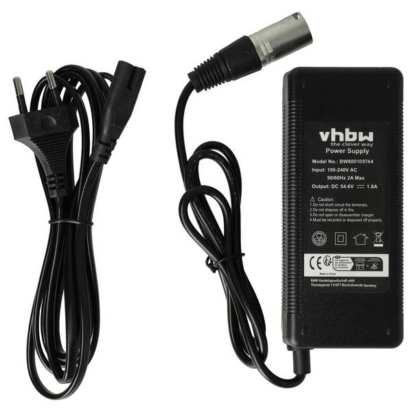 vhbw 1x Ladegerät kompatibel mit NCM Rome ab 2016 | Paris ab 2014 Fahrradakkus, E-Bike - Für 48 V Akkus, mit XLR