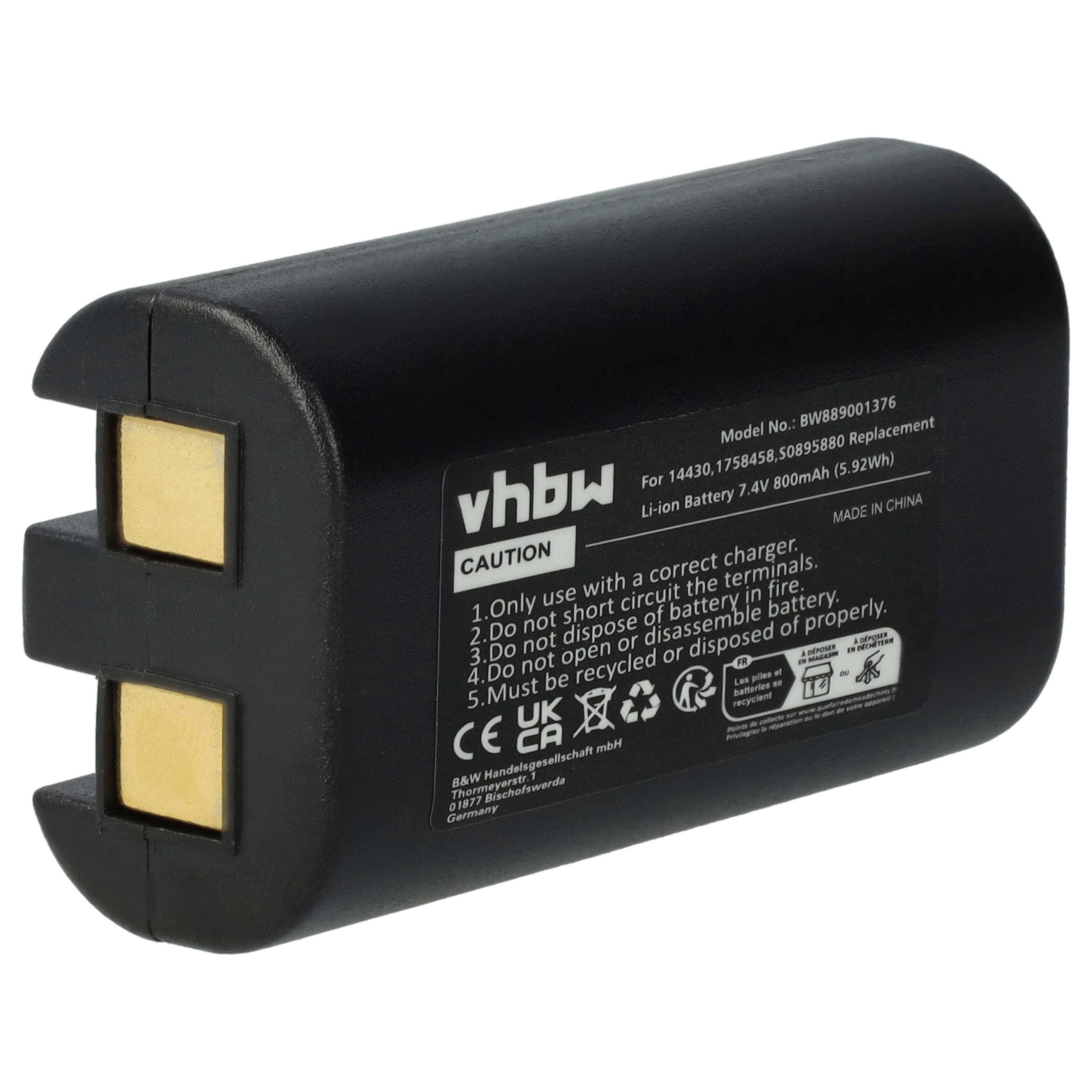 vhbw Akku Ersatz für 3M W003688 | S0895880 für Drucker Kopierer Scanner Etiketten-Drucker (800 mAh, 7,4 V, Li-Ion)-0