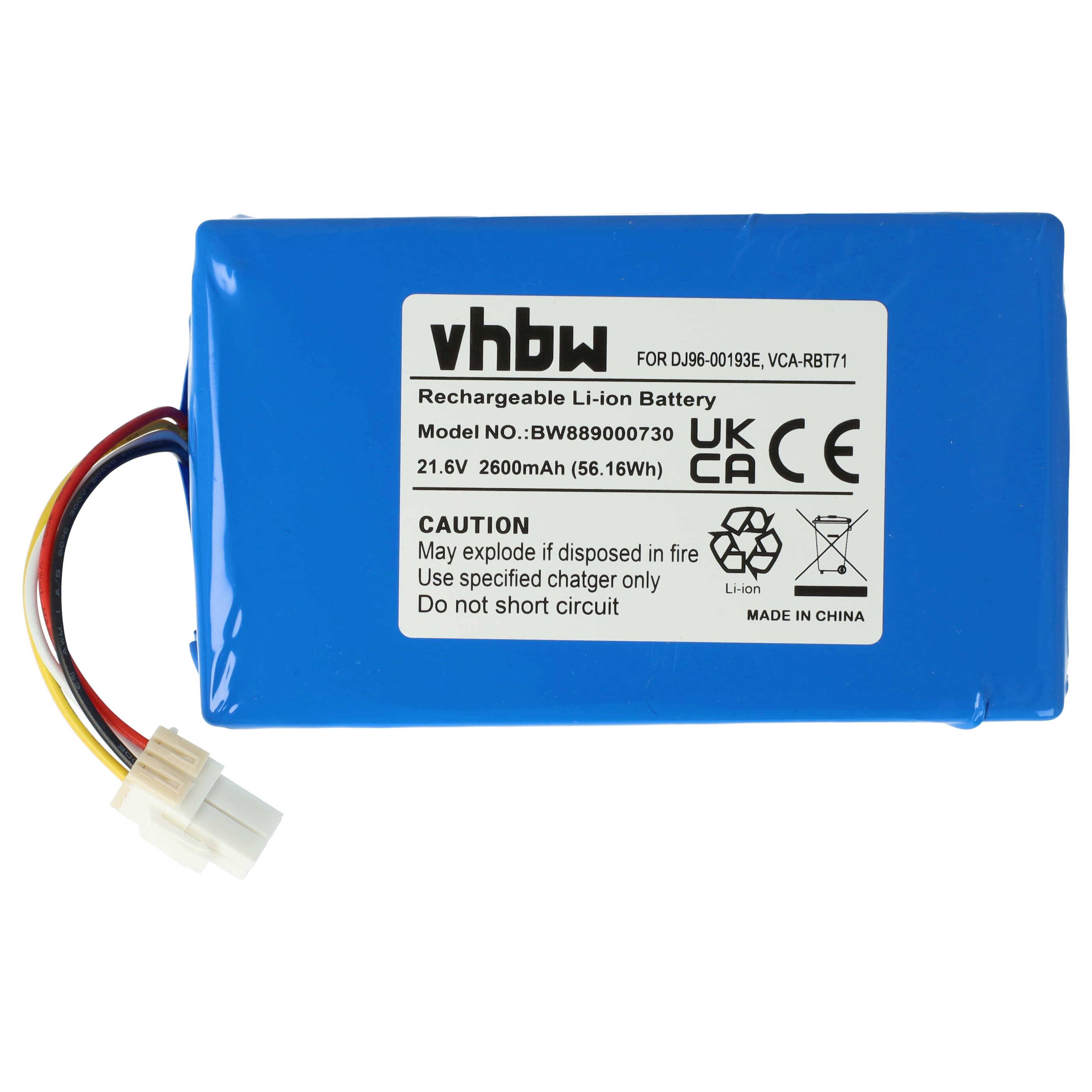 vhbw Akku kompatibel mit Samsung Powerbot VR1AM7040WG/AA | VR1AM7040W9 / AA Saugroboter (2600 mAh, 21,6 V, Li-Ion, ohne-0
