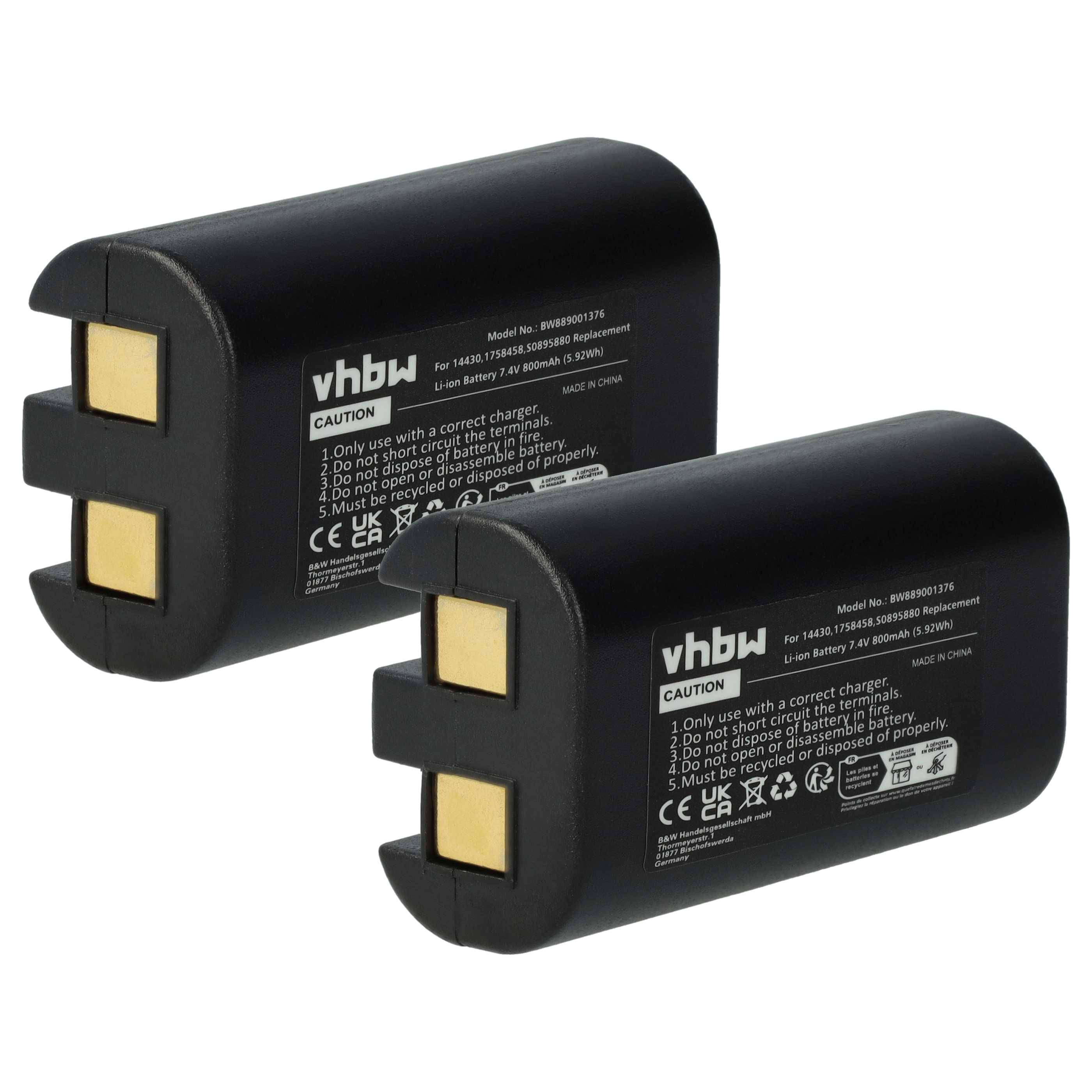 vhbw 2x Akku Ersatz für Dymo W003688 | für Drucker Kopierer Scanner Etiketten-Drucker (800 mAh, 7,4 V, Li-Ion)-0