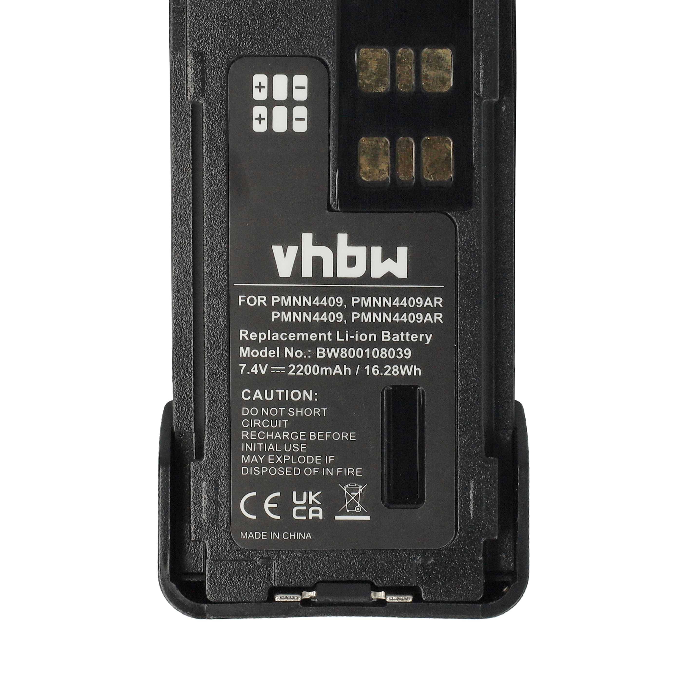 vhbw Akku Ersatz für Motorola PMNN4491 | PMNN4491B, PMNN4493 für Funkgerät, Walkie Talkie (2200 mAh, 7,4 V, Li-Ion) +-3
