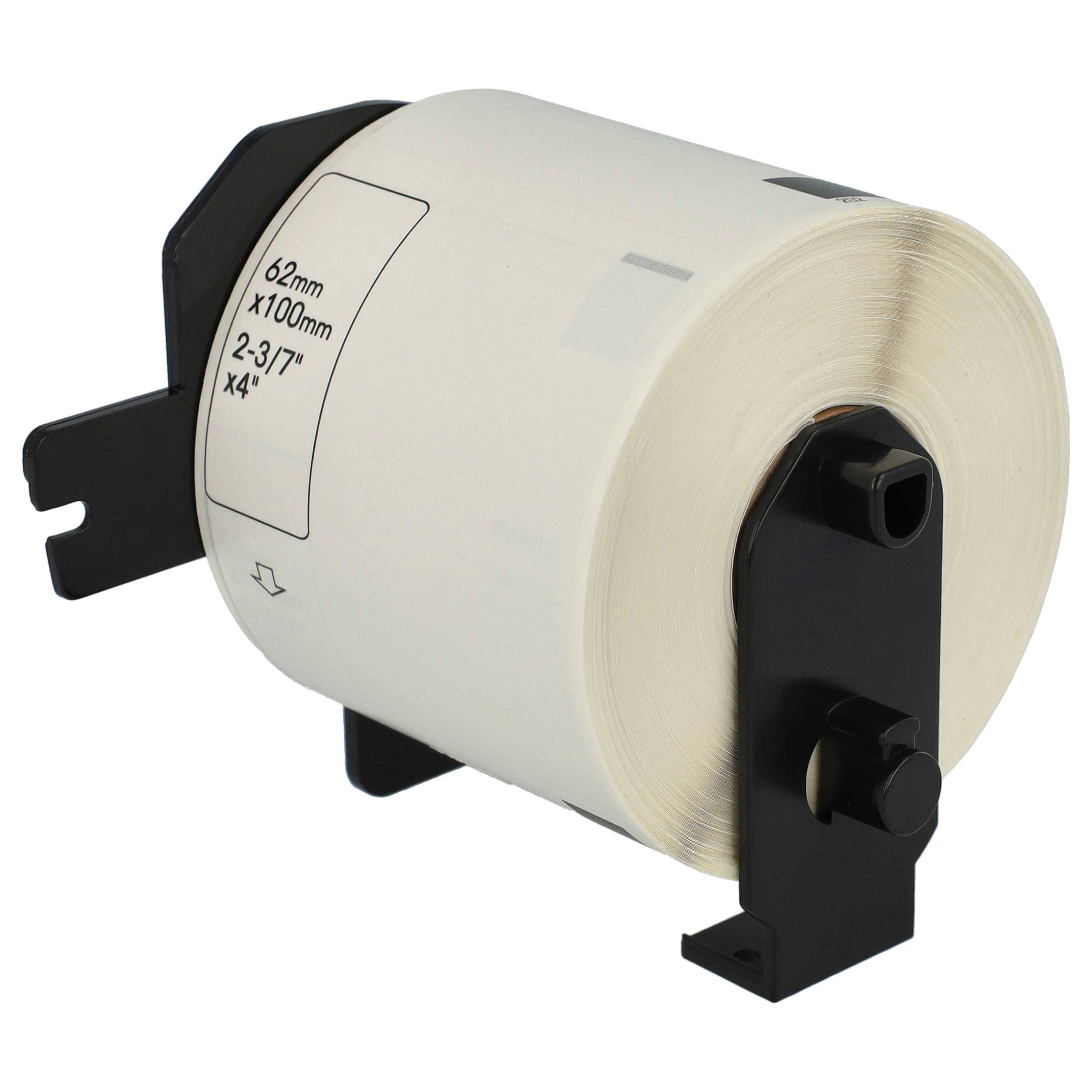 vhbw 10x Etiketten-Rolle mit Halter 62mm x 100mm (300 Etiketten) kompatibel mit Brother PT QL-650, QL650TD, QL-700-1