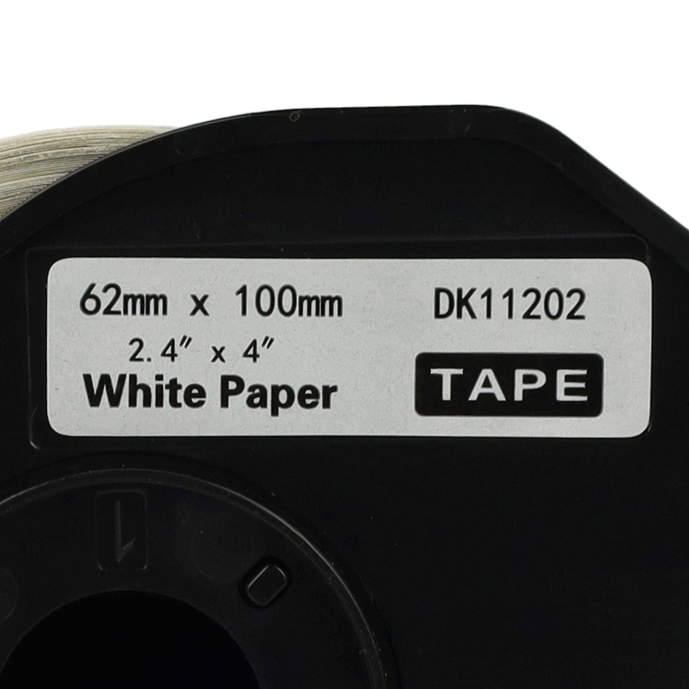 vhbw 10x Etiketten-Rolle mit Halter 62mm x 100mm (300 Etiketten) kompatibel mit Brother PT QL-650, QL650TD, QL-700-4
