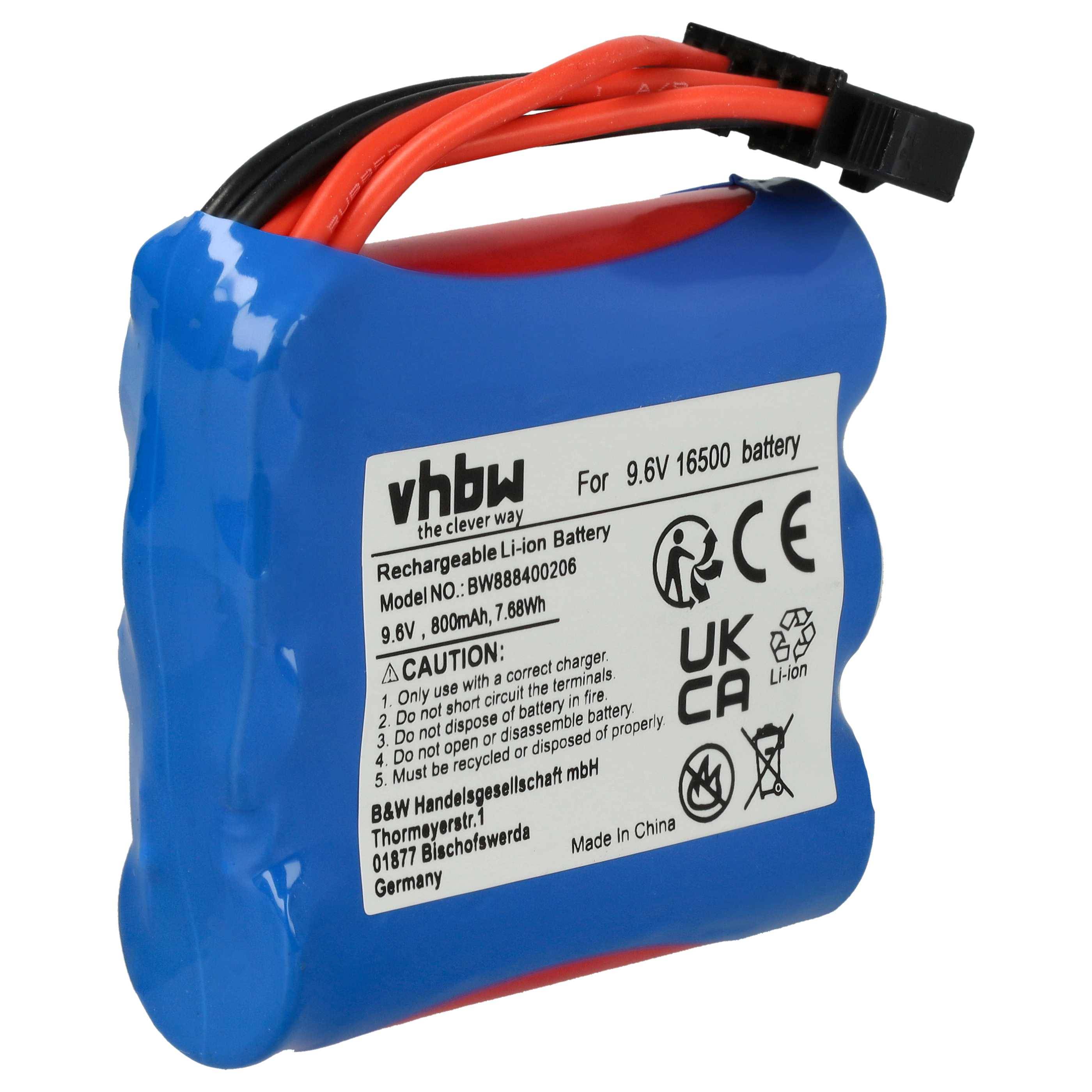 vhbw Akku kompatibel mit GPToys Foxx 9116 | 9115, 9120, S912, S911, 9117 Modellbau (800mAh, 9,6V, Li-Ion, 54 x 48 x 16,5-0
