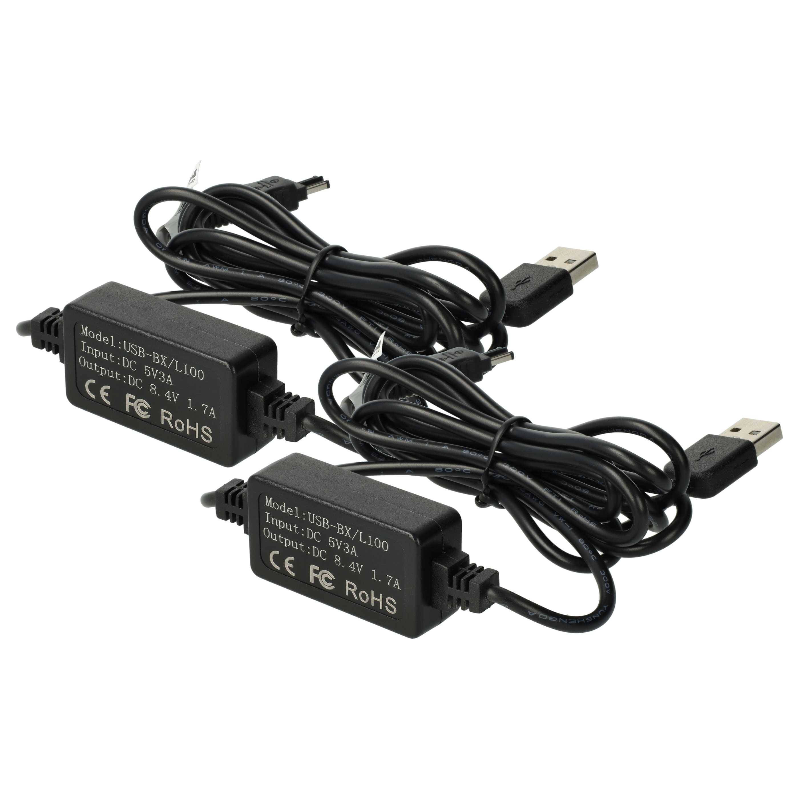 vhbw 2x USB Netzteil kompatibel mit Sony Handycam DCR-TRV145E | DCR-TRV140E, DCR-TRV13E, DCR-TRV130, DCR-TRV140 Kamera-0