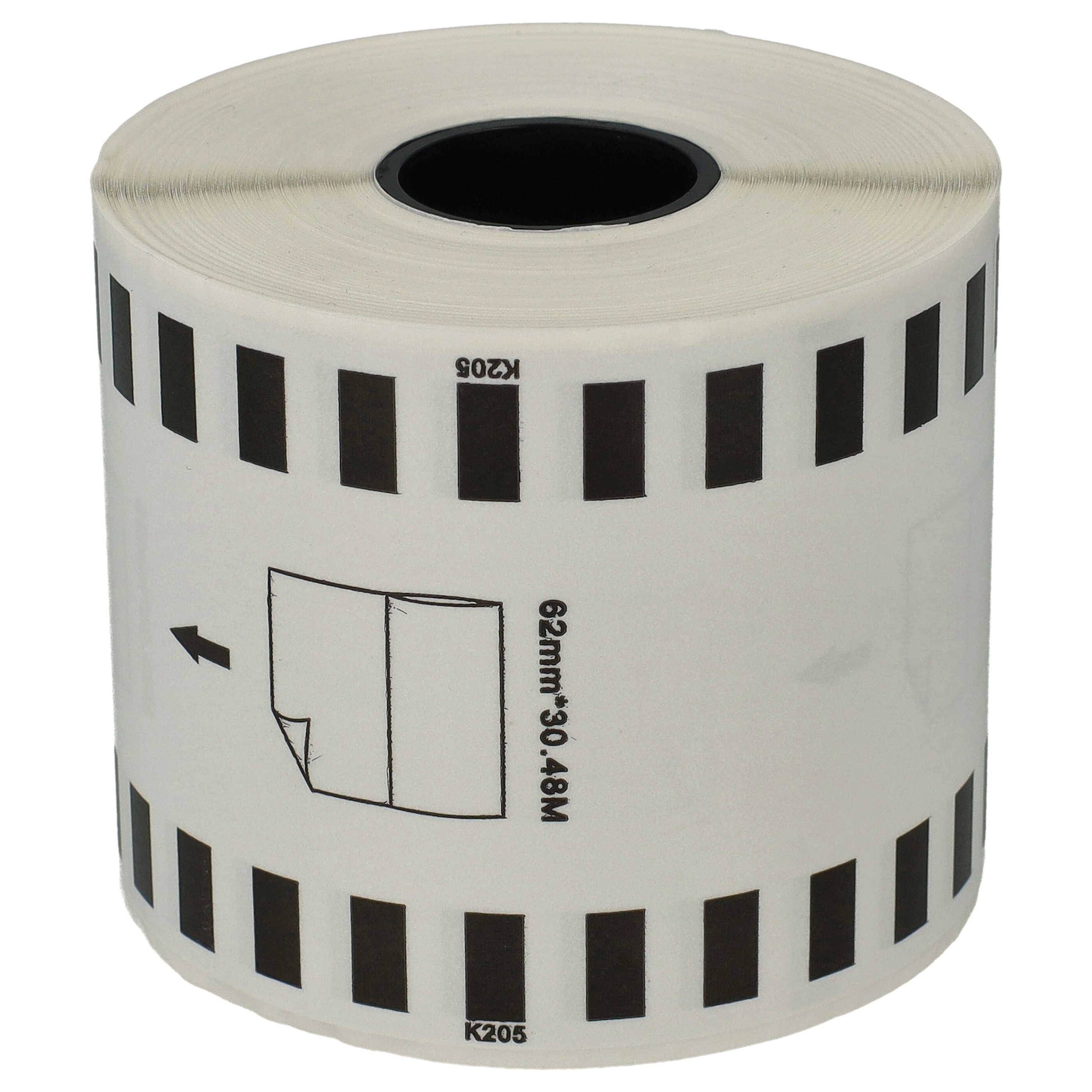 vhbw Etiketten-Rolle 62mm x 30,48m (1 Etikette) kompatibel mit Brother PT QL-550, QL-560, QL560VP, QL-570-0