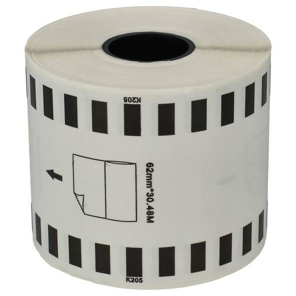 vhbw Etiketten-Rolle 62mm x 30,48m (1 Etikette) kompatibel mit Brother PT QL-550, QL-560, QL560VP, QL-570