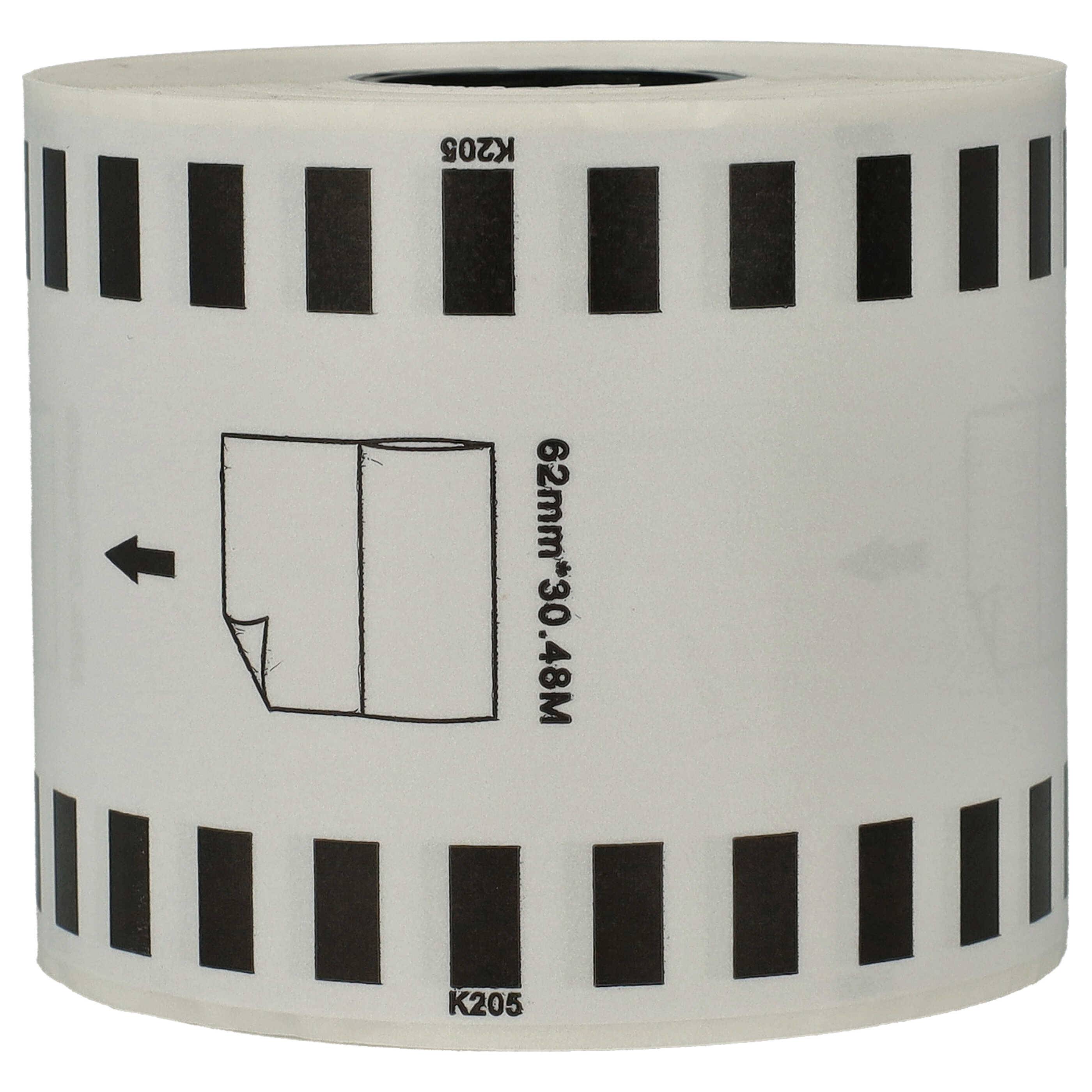 vhbw Etiketten-Rolle 62mm x 30,48m (1 Etikette) kompatibel mit Brother PT QL-550, QL-560, QL560VP, QL-570-1