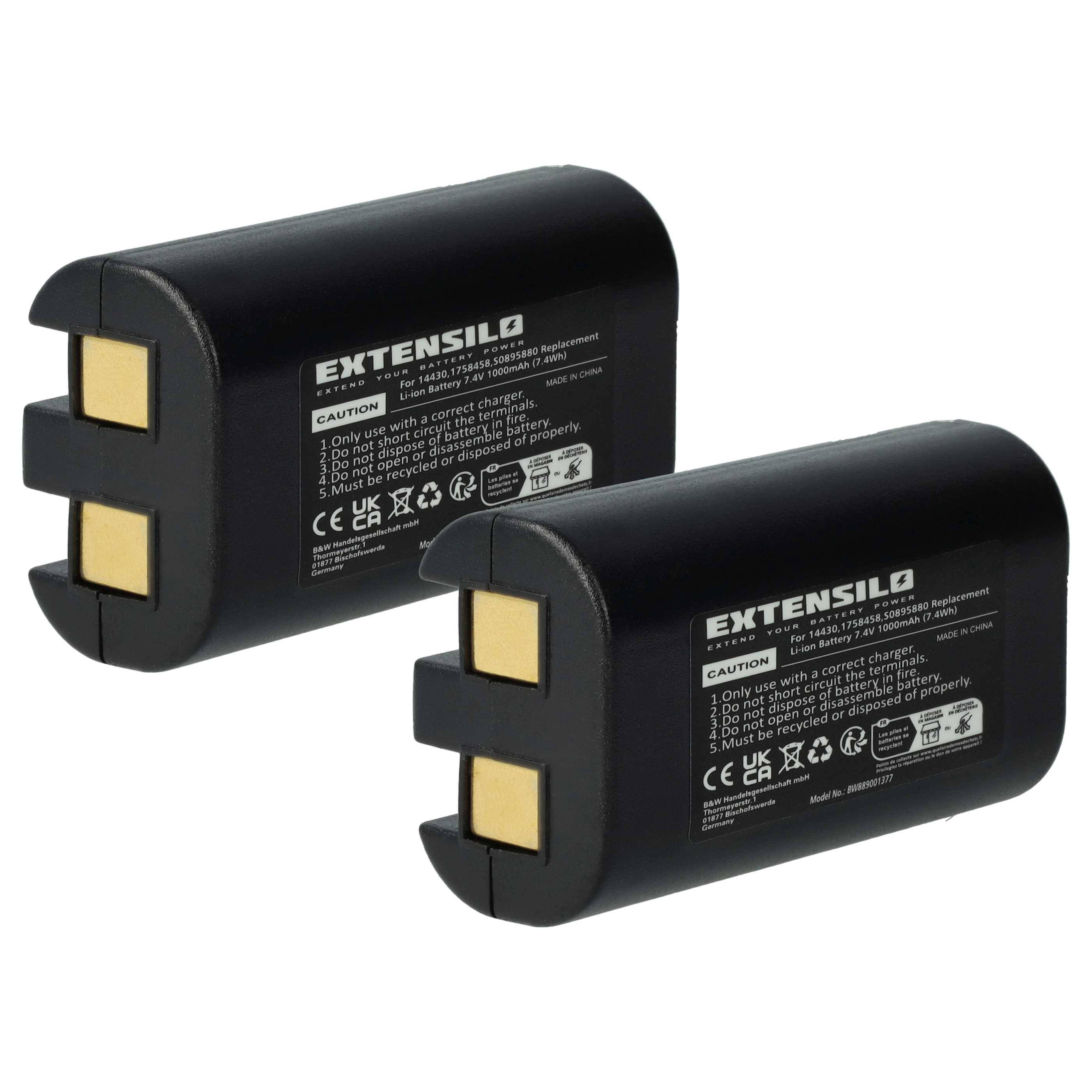 EXTENSILO 2x Akku kompatibel mit Rhino 5200 | Drucker Kopierer Scanner Etiketten-Drucker (1000 mAh, 7,4 V, Li-Ion)-0