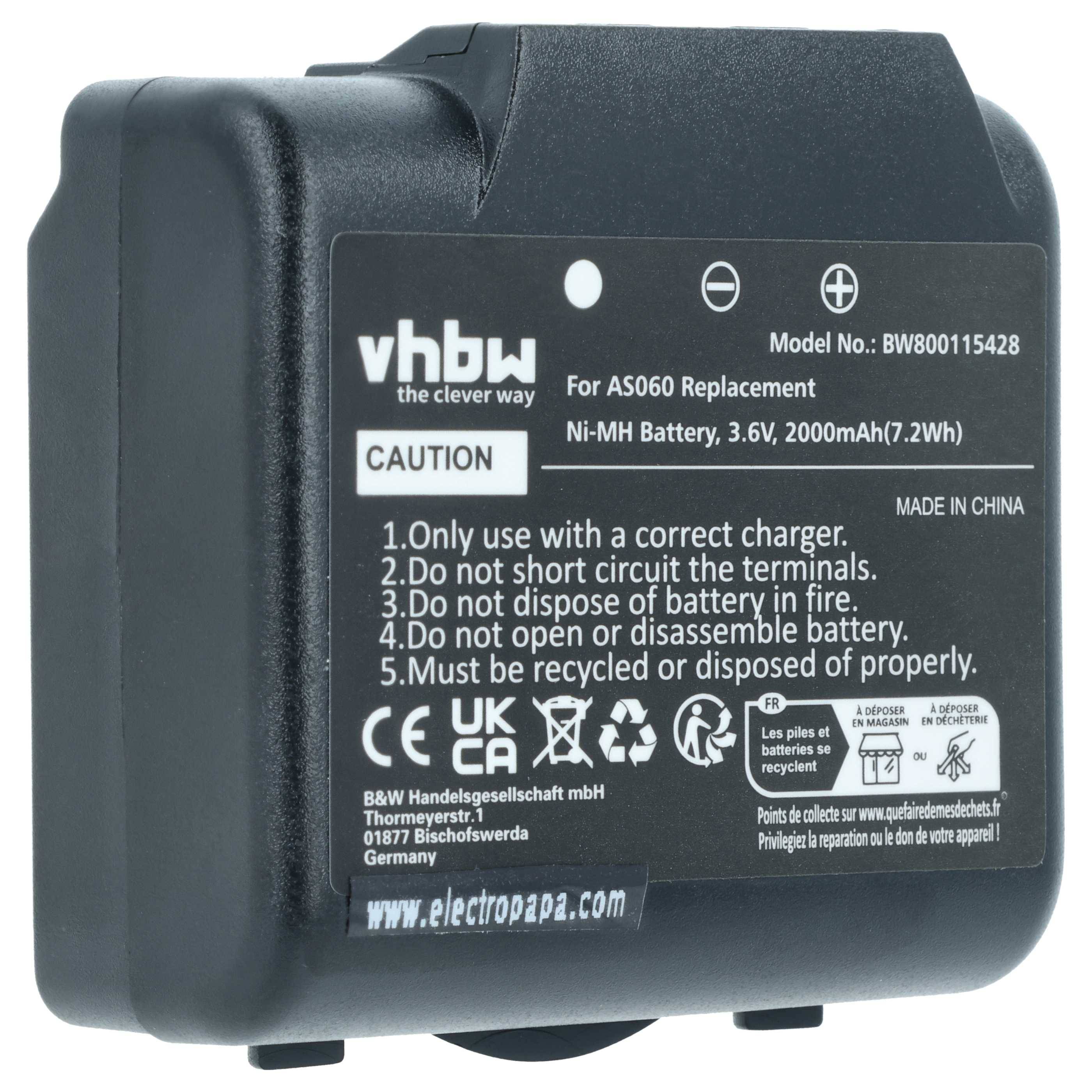 vhbw Akku Ersatz für IMET AS083 | AS060 für Industrie-Funkfernsteuerung Fernbedienung (2000 mAh, 3,6 V, NiMH) - Schwarz-0
