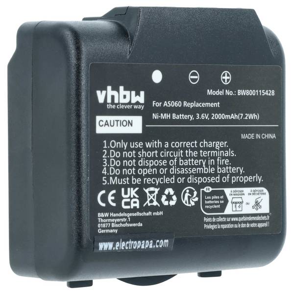 vhbw Akku Ersatz für IMET AS083 | AS060 für Industrie-Funkfernsteuerung Fernbedienung (2000 mAh, 3,6 V, NiMH) - Schwarz
