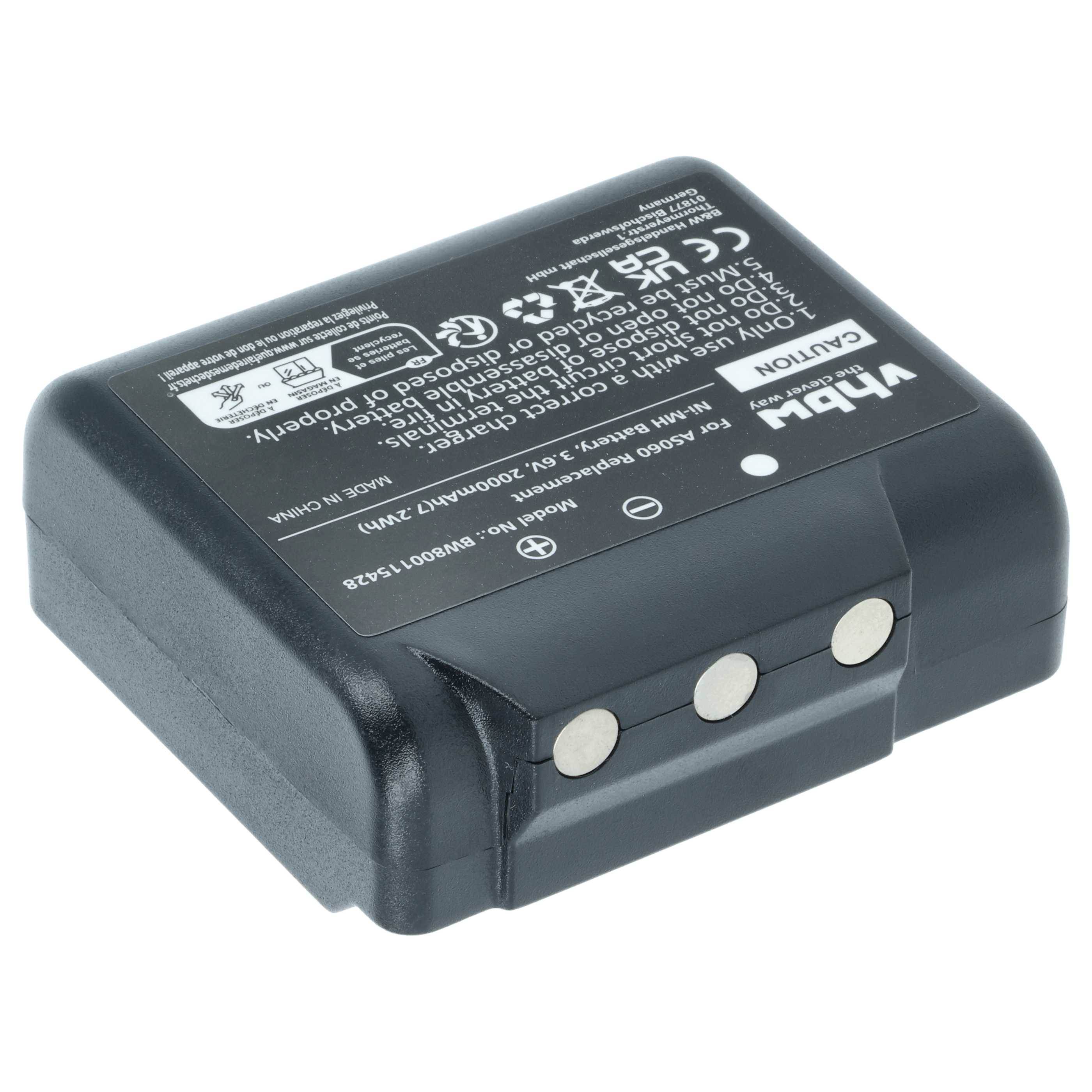 vhbw Akku Ersatz für IMET AS083 | AS060 für Industrie-Funkfernsteuerung Fernbedienung (2000 mAh, 3,6 V, NiMH) - Schwarz-1