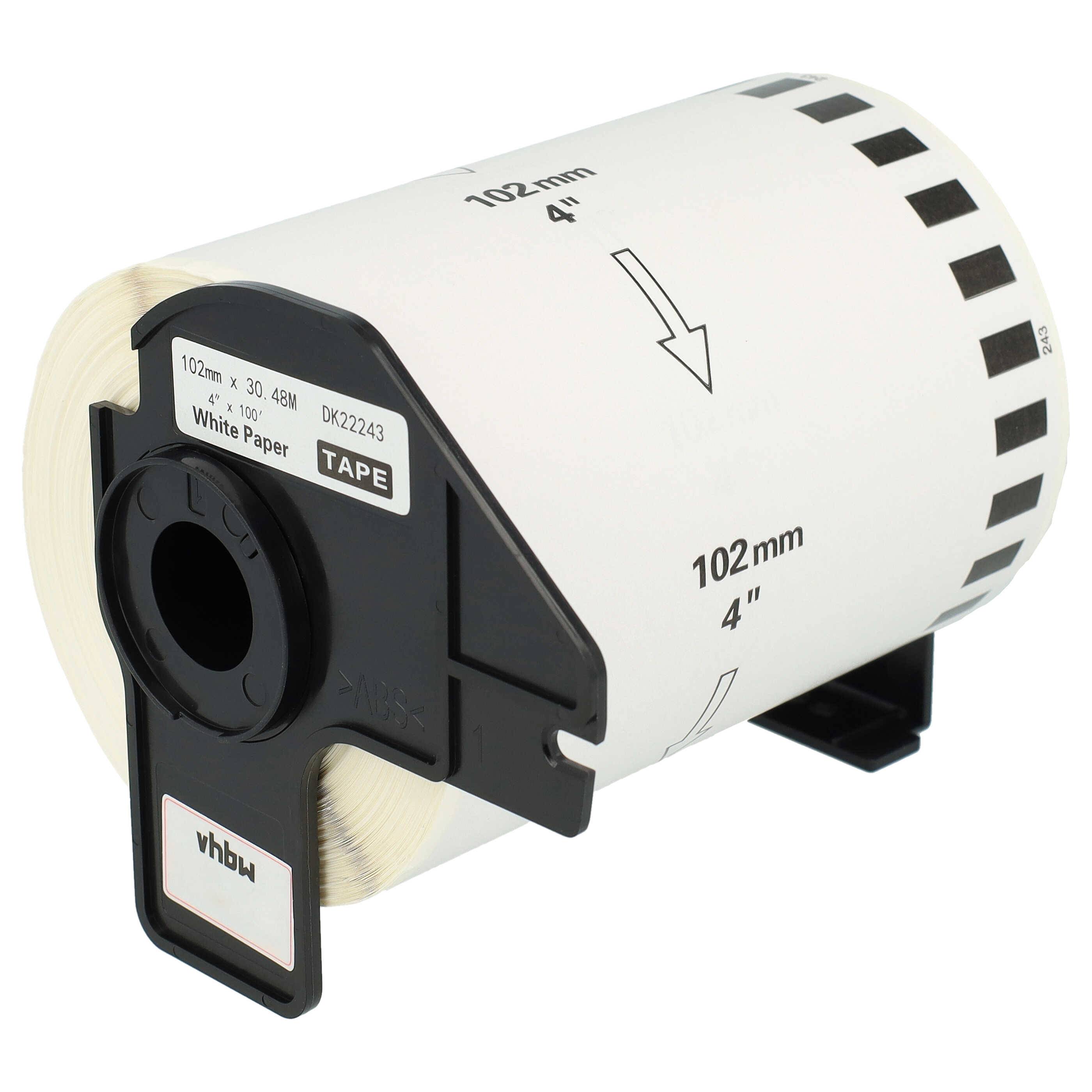 vhbw Etiketten-Rolle mit Halter 102mm x 30,48m (1 Etikette) kompatibel mit Brother PT QL-560, QL560VP, QL-570-0