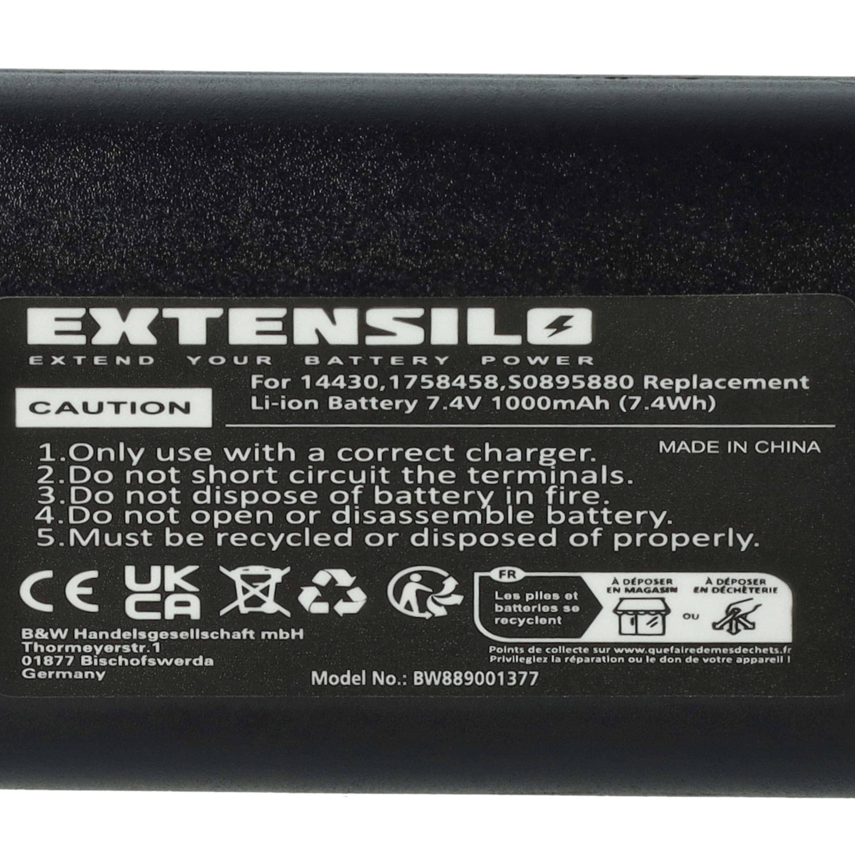 EXTENSILO Akku Ersatz für Dymo 14430 | 1758458, S0895880 für Drucker Kopierer Scanner Etiketten-Drucker (1000 mAh, 7,4 V-4