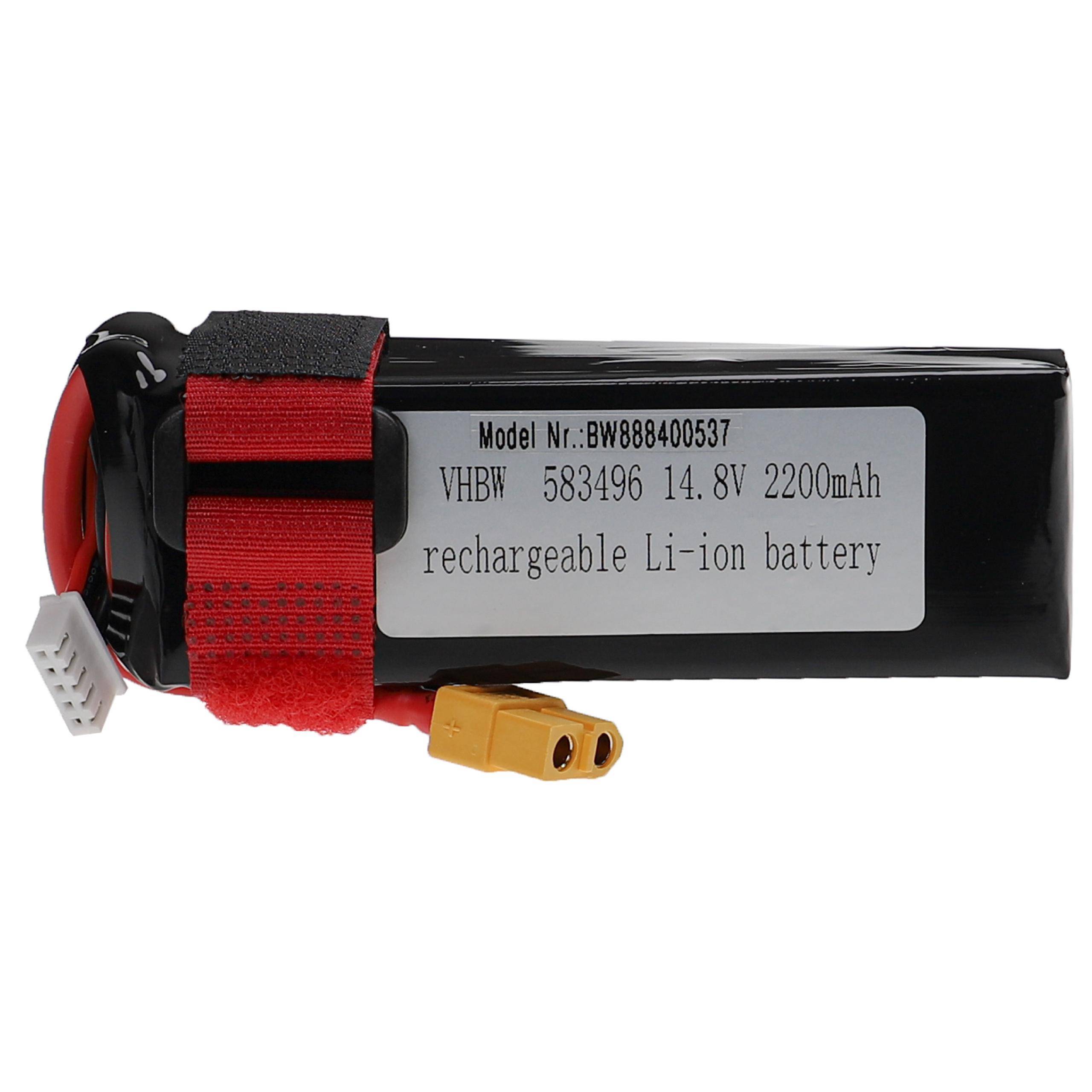 vhbw Akku kompatibel mit XT60 Stecker für Modellbau z.B. Racing Car | Helikopter, Flugzeug (2200mAh, 14,8V, Li-Polymer-0