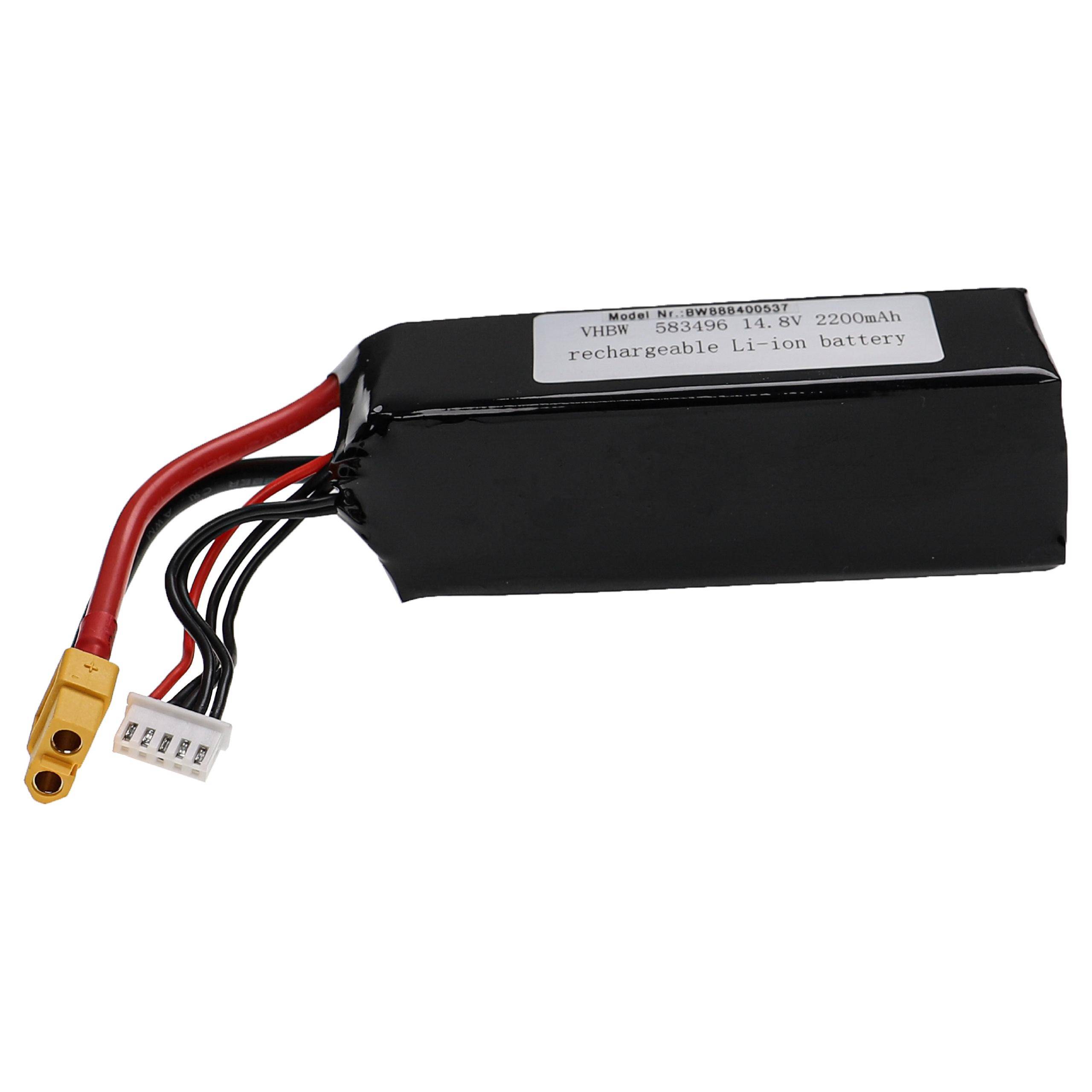 vhbw Akku kompatibel mit XT60 Stecker für Modellbau z.B. Racing Car | Helikopter, Flugzeug (2200mAh, 14,8V, Li-Polymer-2
