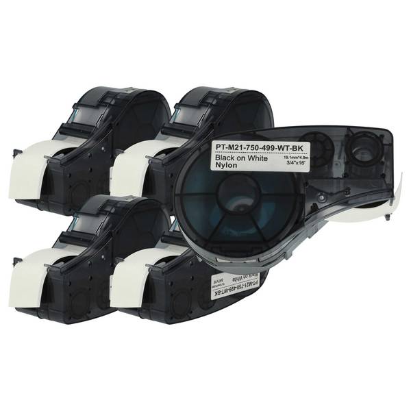 vhbw 5x Schriftband-Kassette kompatibel mit Brady BMP21-LAB | IDPAL, M210, LABPAL, BMP21 Plus Etiketten-Drucker 6,4m x