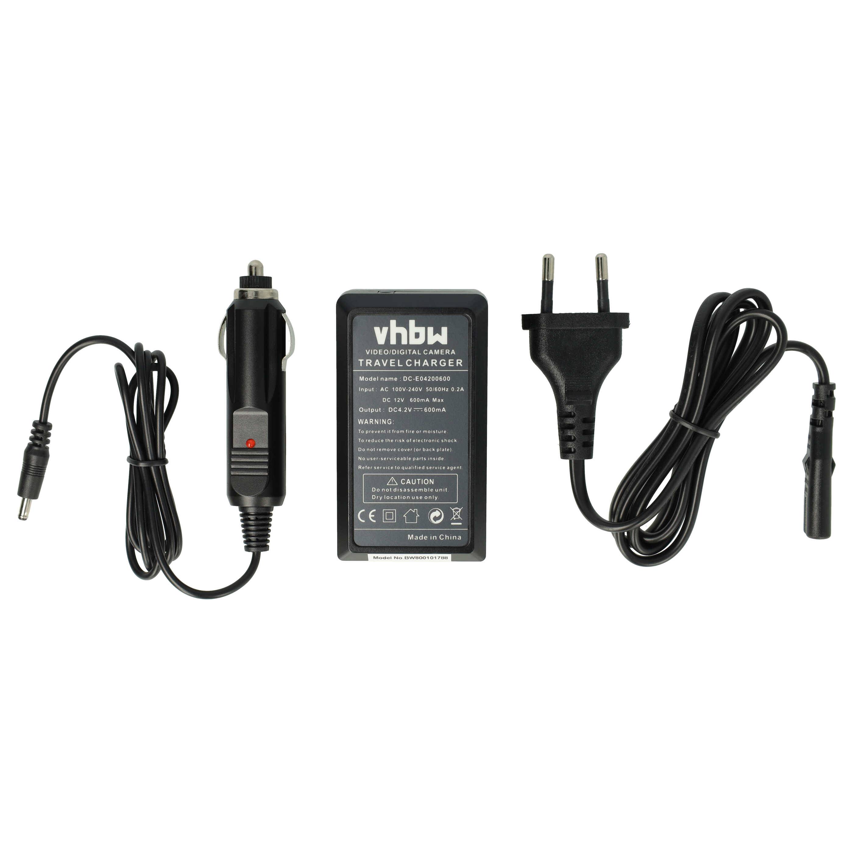 vhbw Ladegerät kompatibel mit Samsung HMX-S10BN | HMX-H320BP, HMX-S10 Kamera Camcorder/Akku - Ladeschale, Kfz-Adapter-1