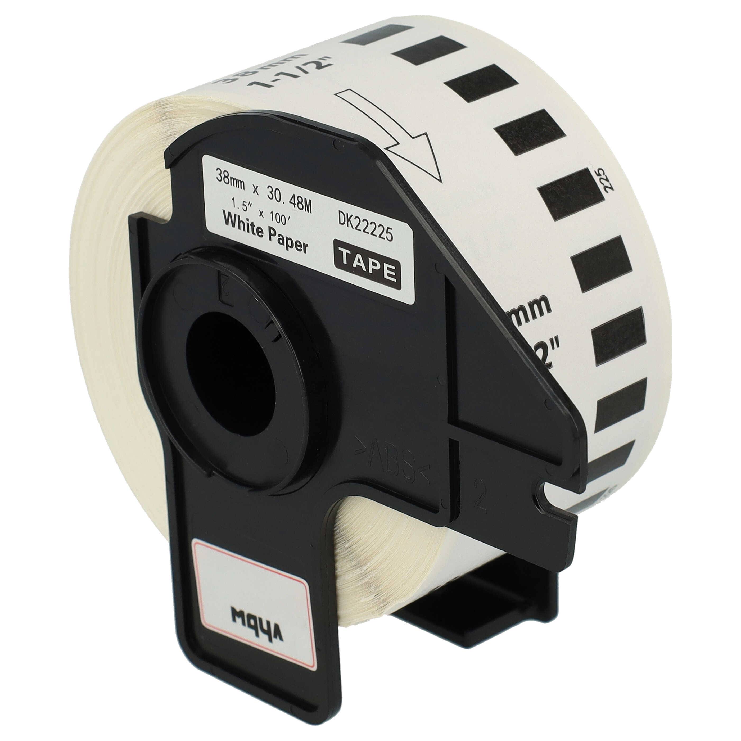 vhbw Etiketten-Rolle mit Halter 38mm x 30,48m (1 Etikette) kompatibel mit Brother PT QL-560, QL560VP, QL-570-0