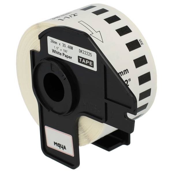 vhbw Etiketten-Rolle mit Halter 38mm x 30,48m (1 Etikette) kompatibel mit Brother PT QL-560, QL560VP, QL-570
