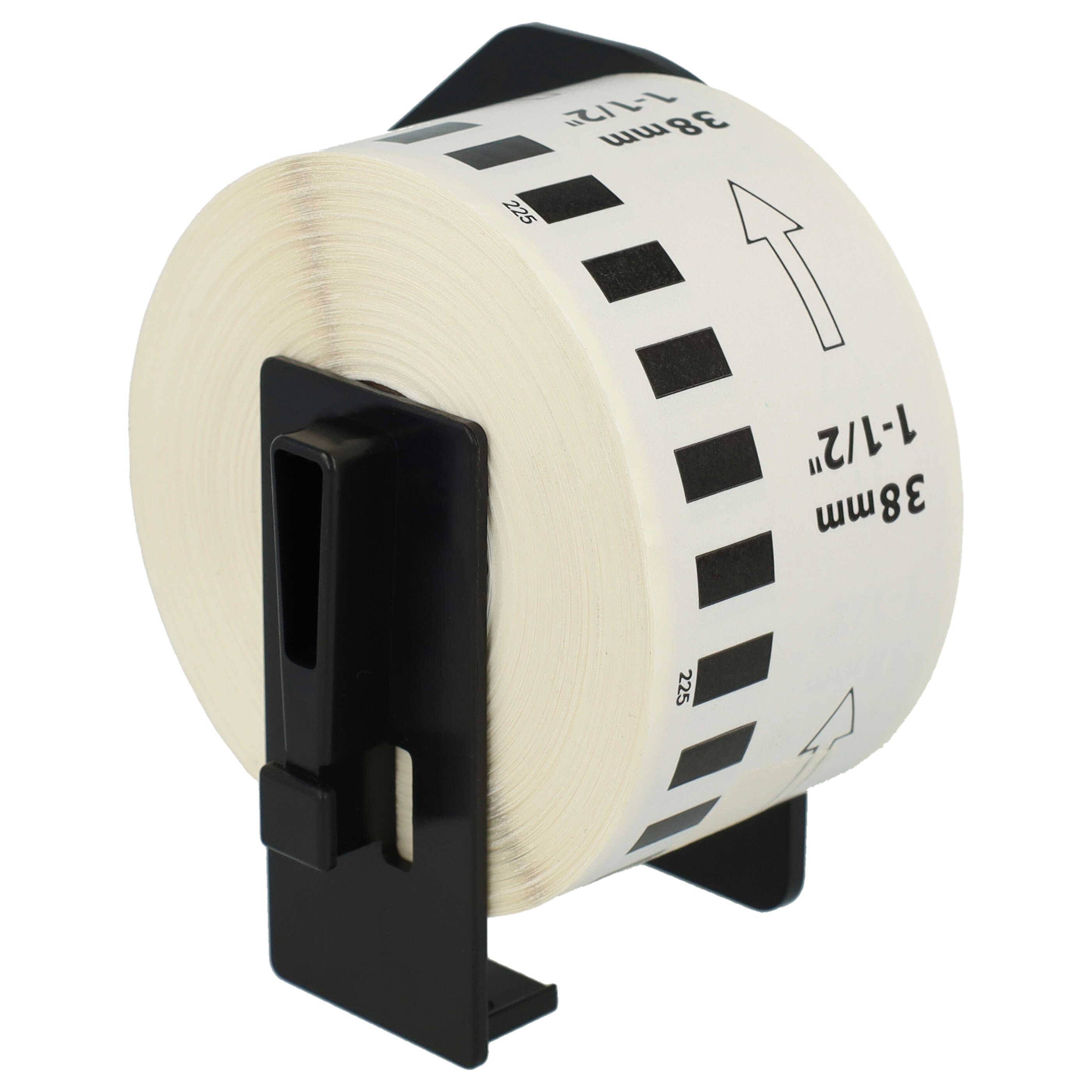 vhbw Etiketten-Rolle mit Halter 38mm x 30,48m (1 Etikette) kompatibel mit Brother PT QL-560, QL560VP, QL-570-1