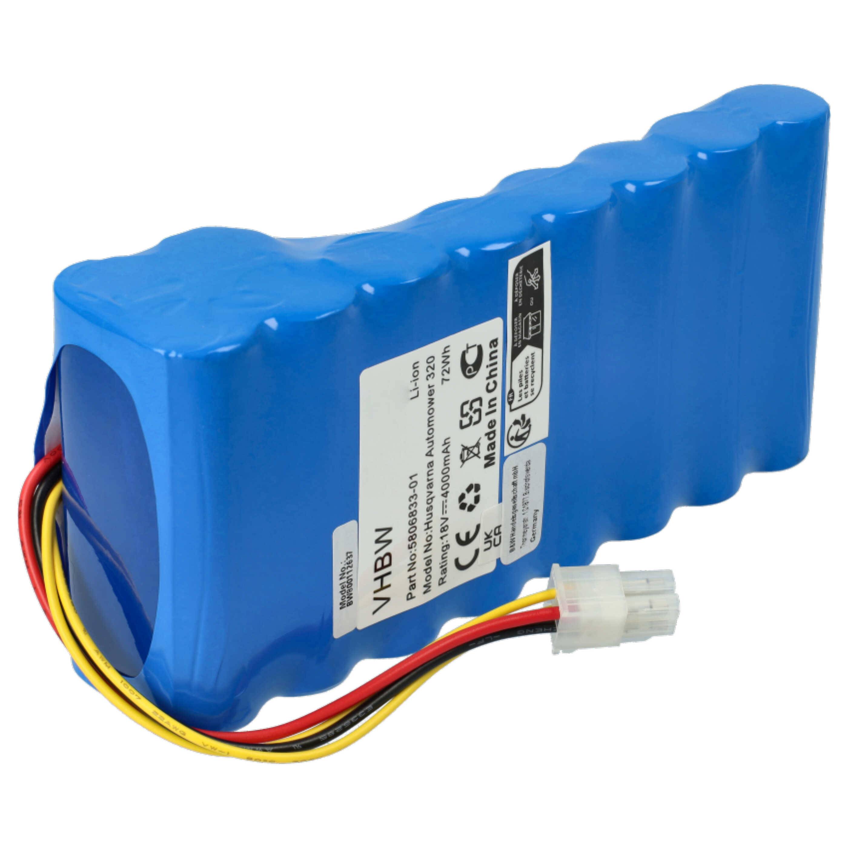 vhbw 2x Akku Ersatz für Husqvarna 580 68 33-02 | 580 68 33-03, 580683303, 5806833-03, 588146401 für Rasenmäher (4000mAh-3