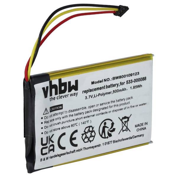 vhbw Akku Ersatz für Logitech AHB303450 | HB303450 für Wireless Touchpad (500 mAh, 3,7 V, Li-Polymer) - Mit schwarzem