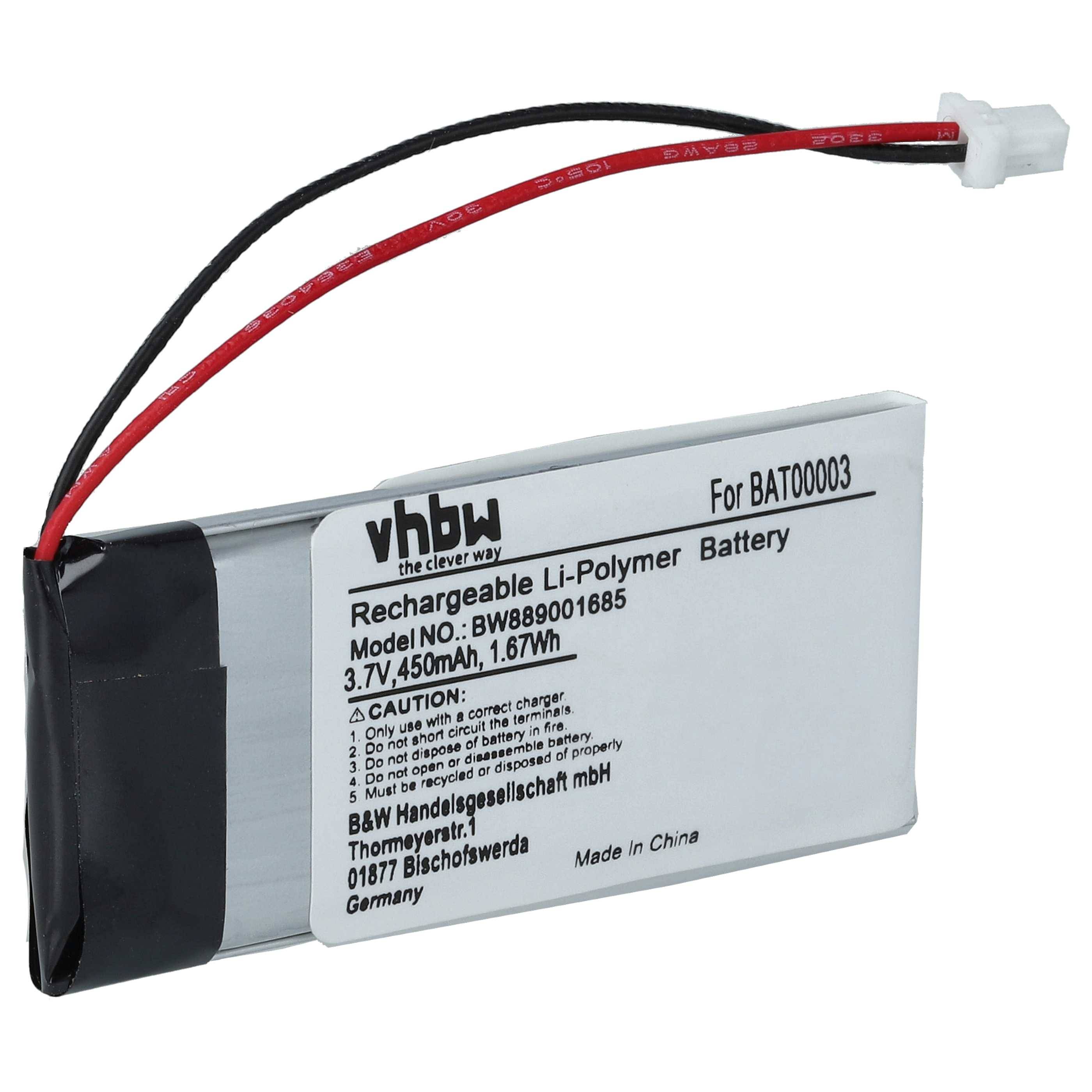 vhbw Akku kompatibel mit Cardo Rider Solo | Scala Rider Q3, Rider FM, Q3, Q1 Wireless Headset Kopfhörer (450 mAh, 3,7 V-0