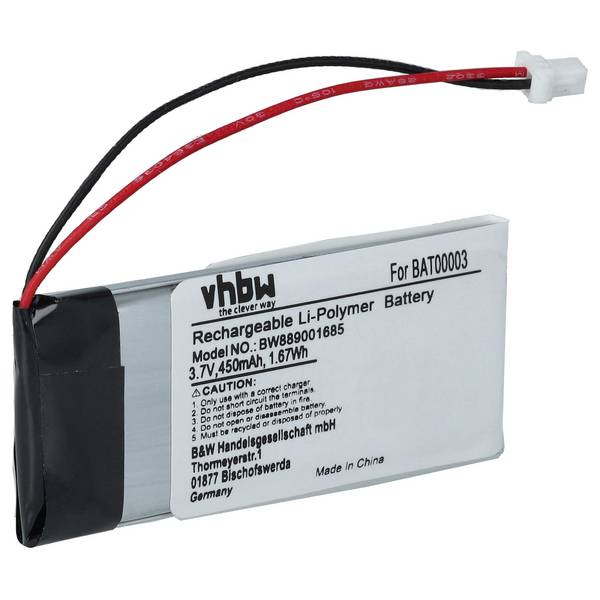 vhbw Akku kompatibel mit Cardo Rider Solo | Scala Rider Q3, Rider FM, Q3, Q1 Wireless Headset Kopfhörer (450 mAh, 3,7 V