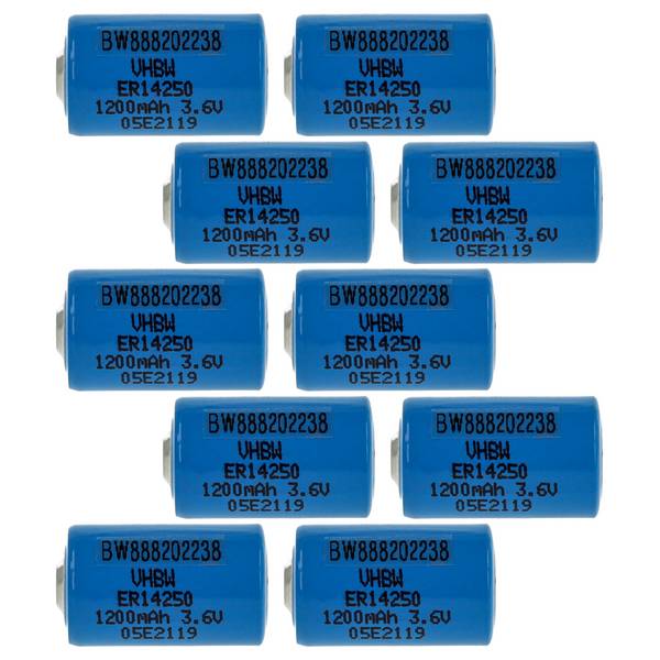 vhbw 10x ER14250 Rundzellenbatterien Ersatz für UHE-ER14250-X | VL1/2AA, XL-050F - Spezialbatterien (1200 mAh, 3,6 V
