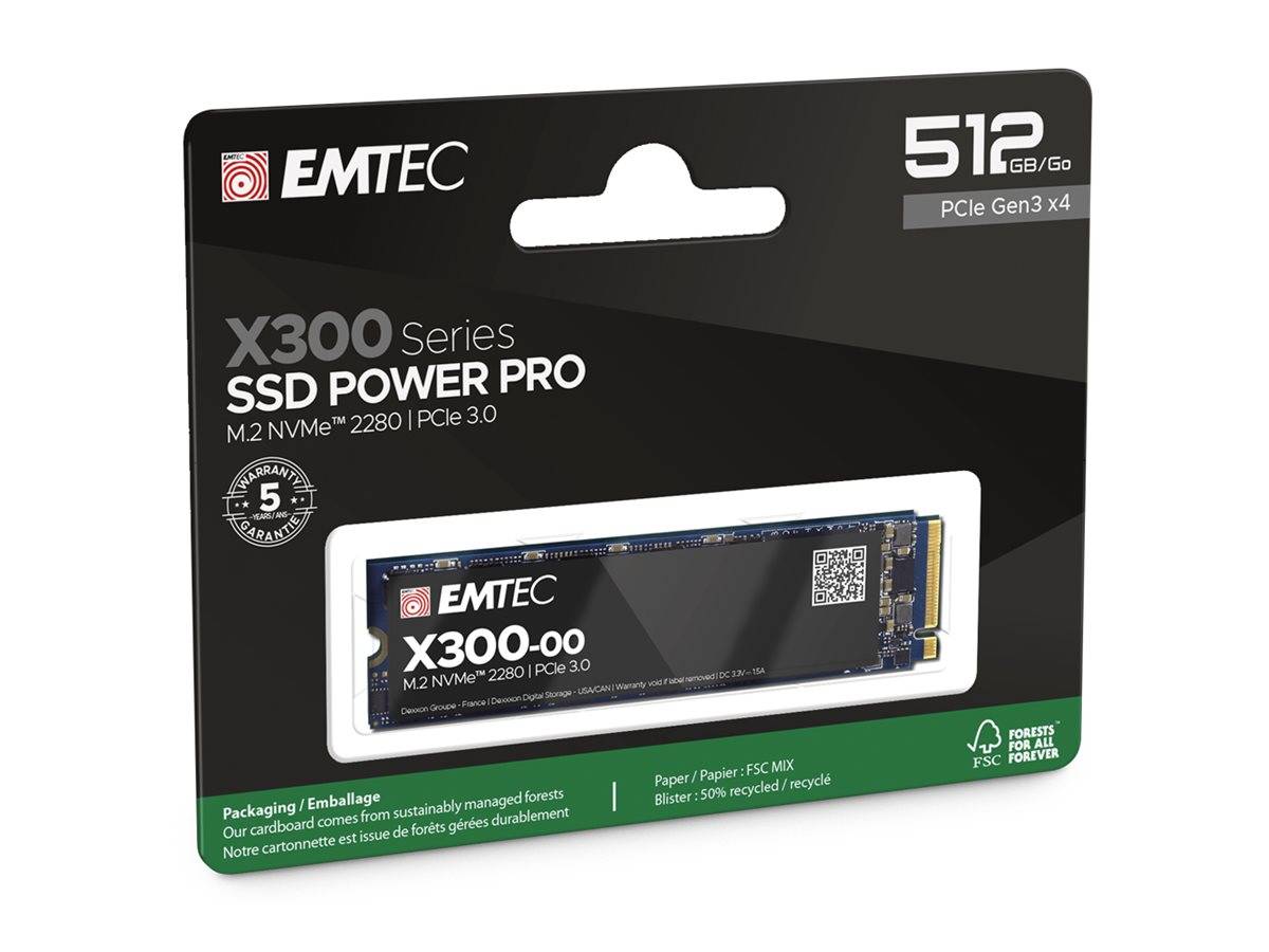 EMTEC Power Pro X300 - SSD - 512 GB - intern - M.2 2280 - PCIe 3.0 x4 (NVMe)-0