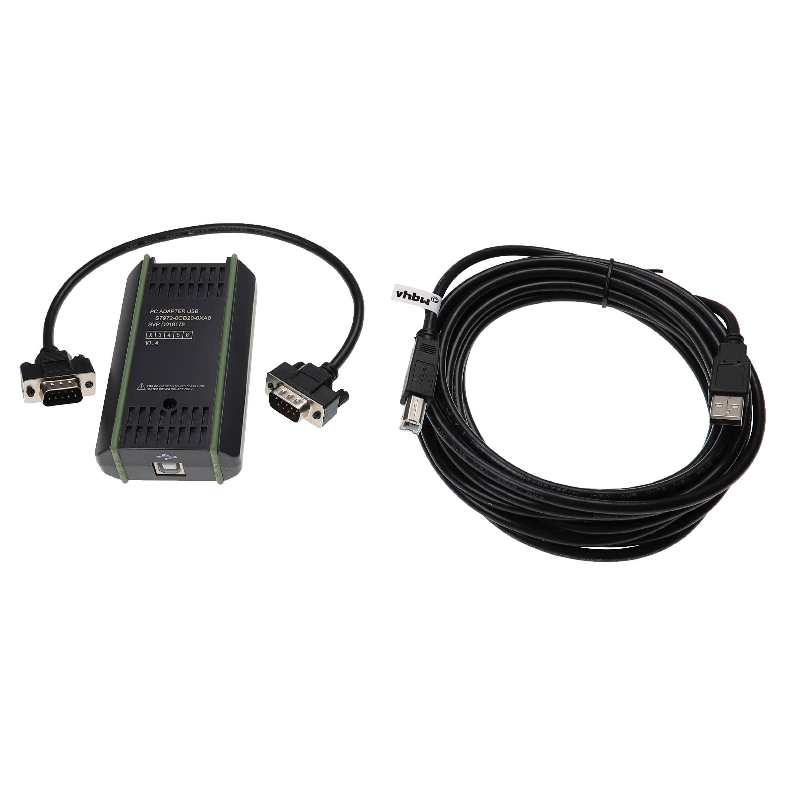 vhbw USB-MPI Programmierkabel kompatibel mit Siemens Simatic S7-200 | S7-300, S7-400 Steuerungssystem - Verbindungskabel-0