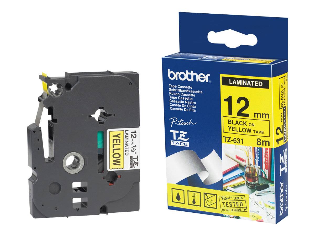 Brother - Schwarz, Gelb - Rolle (1,2 cm) 1 Kassette(n) laminiertes Band