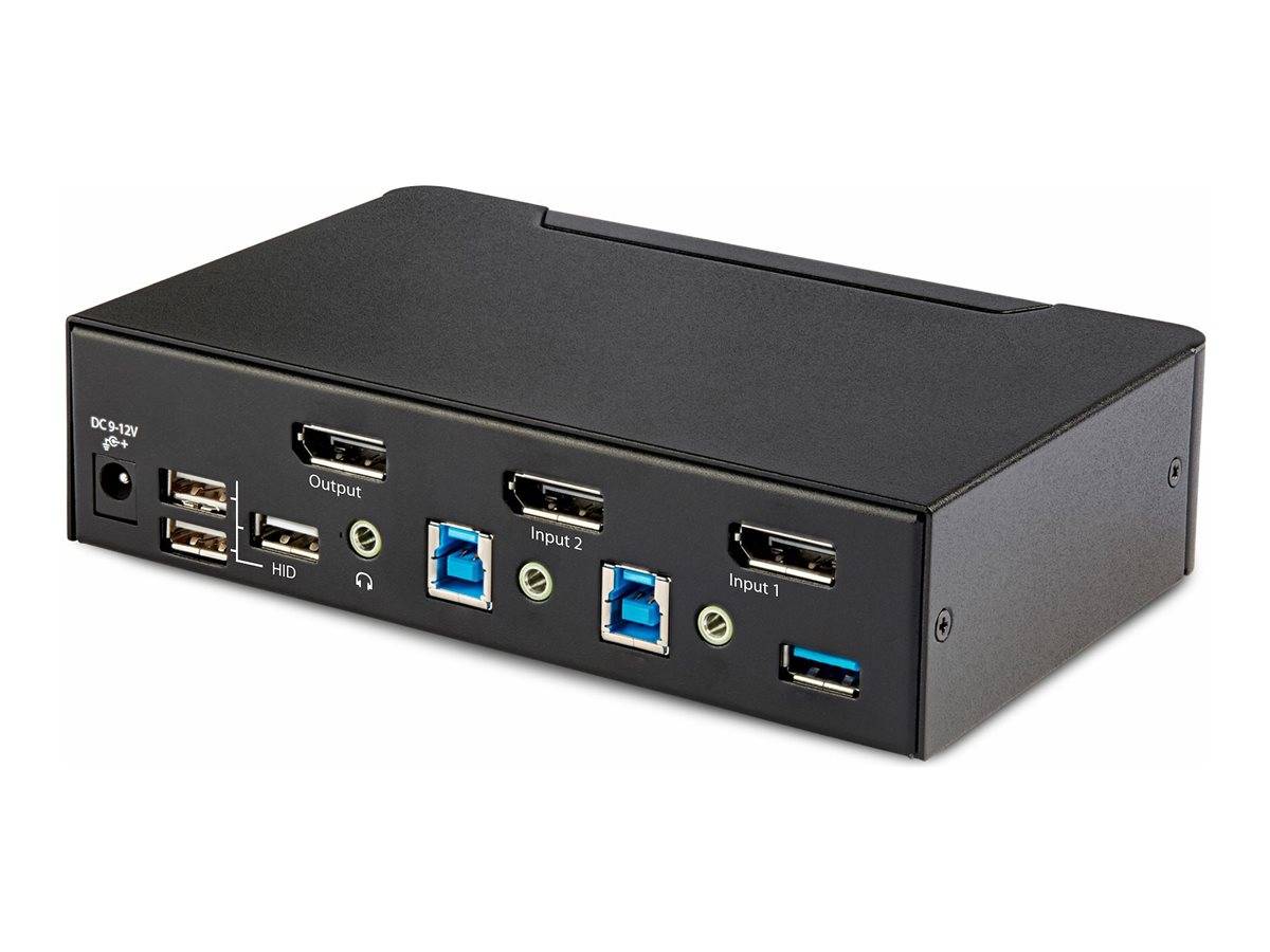 StarTech.com 2-Port DisplayPort KVM Switch, 8K 60Hz / 4K 144Hz, Single Display, DP 1.4, 2x USB 3.0 Ports, 4x USB 2.0 HID-2