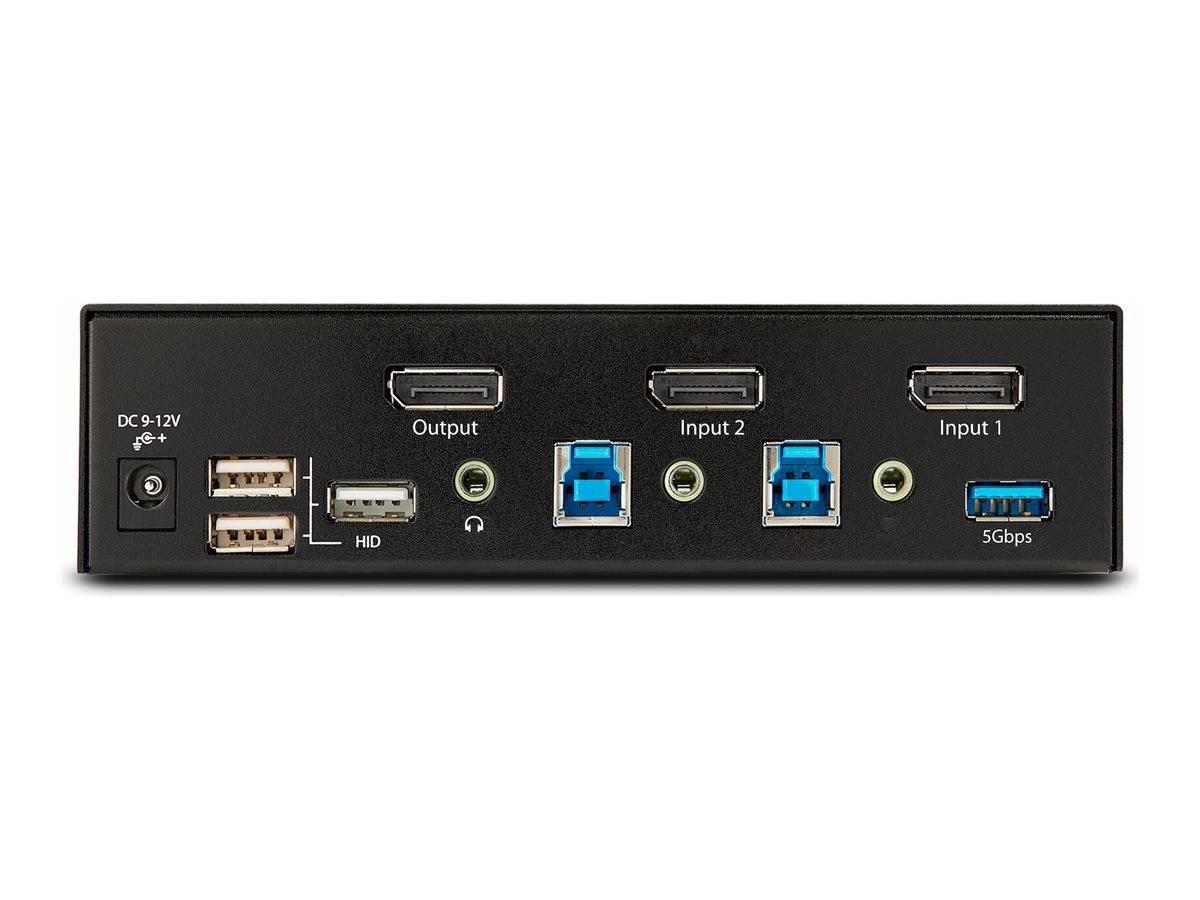 StarTech.com 2-Port DisplayPort KVM Switch, 8K 60Hz / 4K 144Hz, Single Display, DP 1.4, 2x USB 3.0 Ports, 4x USB 2.0 HID-3