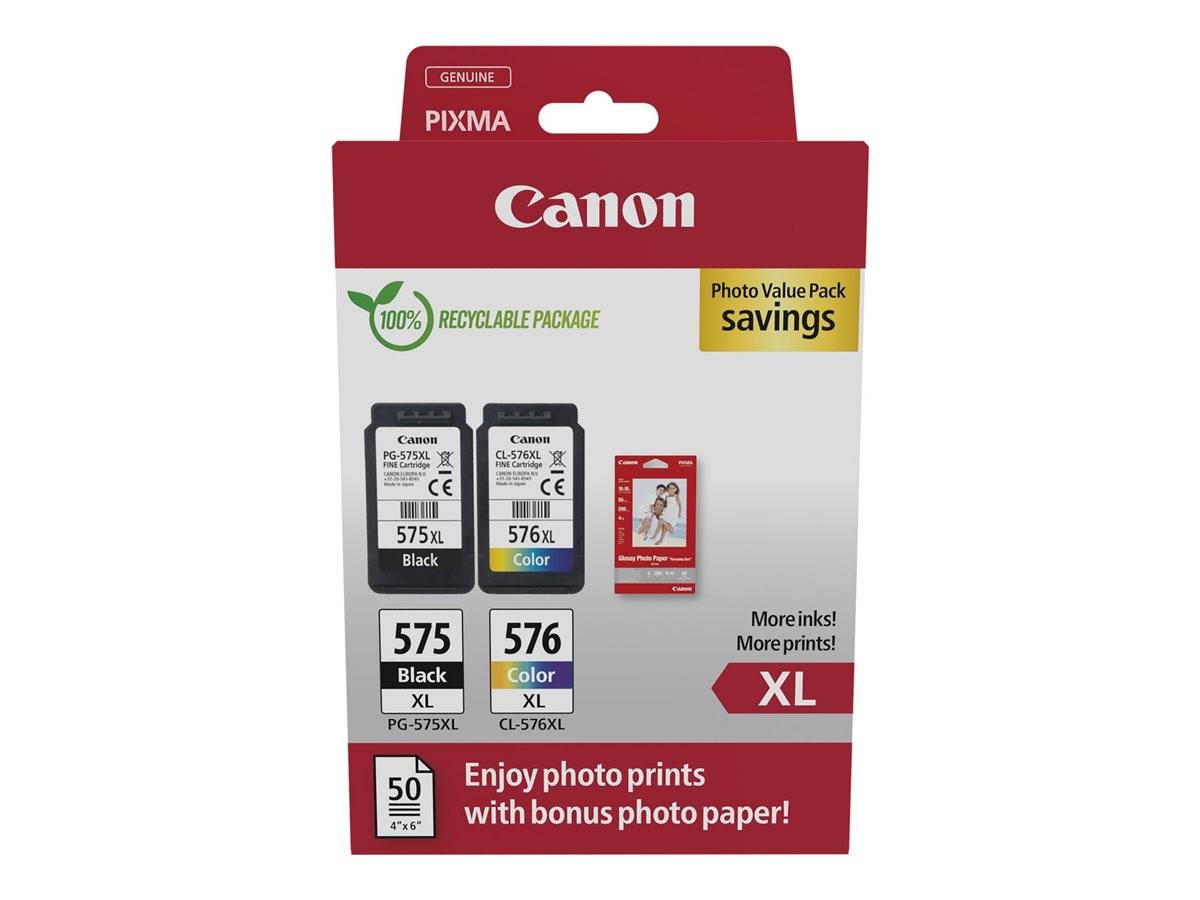 Canon PG-575XL/CL-576XL Photo Paper Value Pack - 2er-Pack - Hohe Ergiebigkeit - Schwarz, Farbe (Cyan, Magenta, Gelb)-0