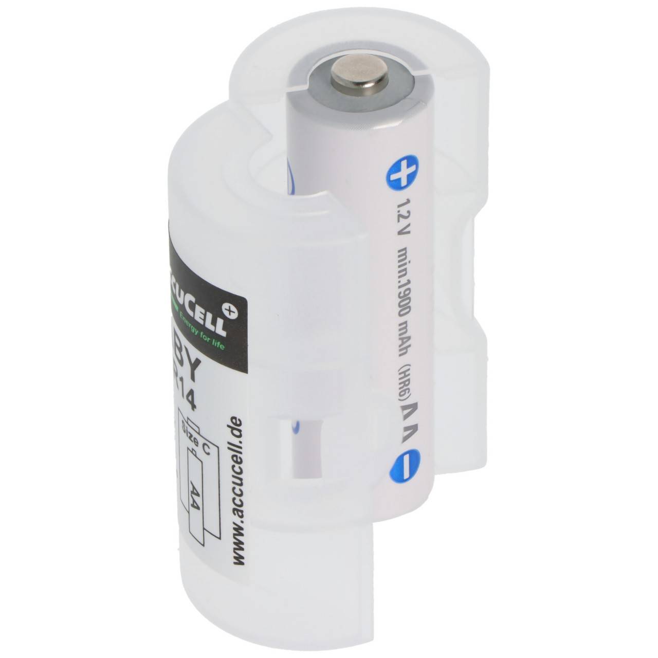 2x AccuCell Adapter C, Baby, LR14 und Panasonic eneloop 2-Pack BK-3MCDE/2BE Akku NiMH, Mignon, AA, HR06, 1.2V und 2000mA-3