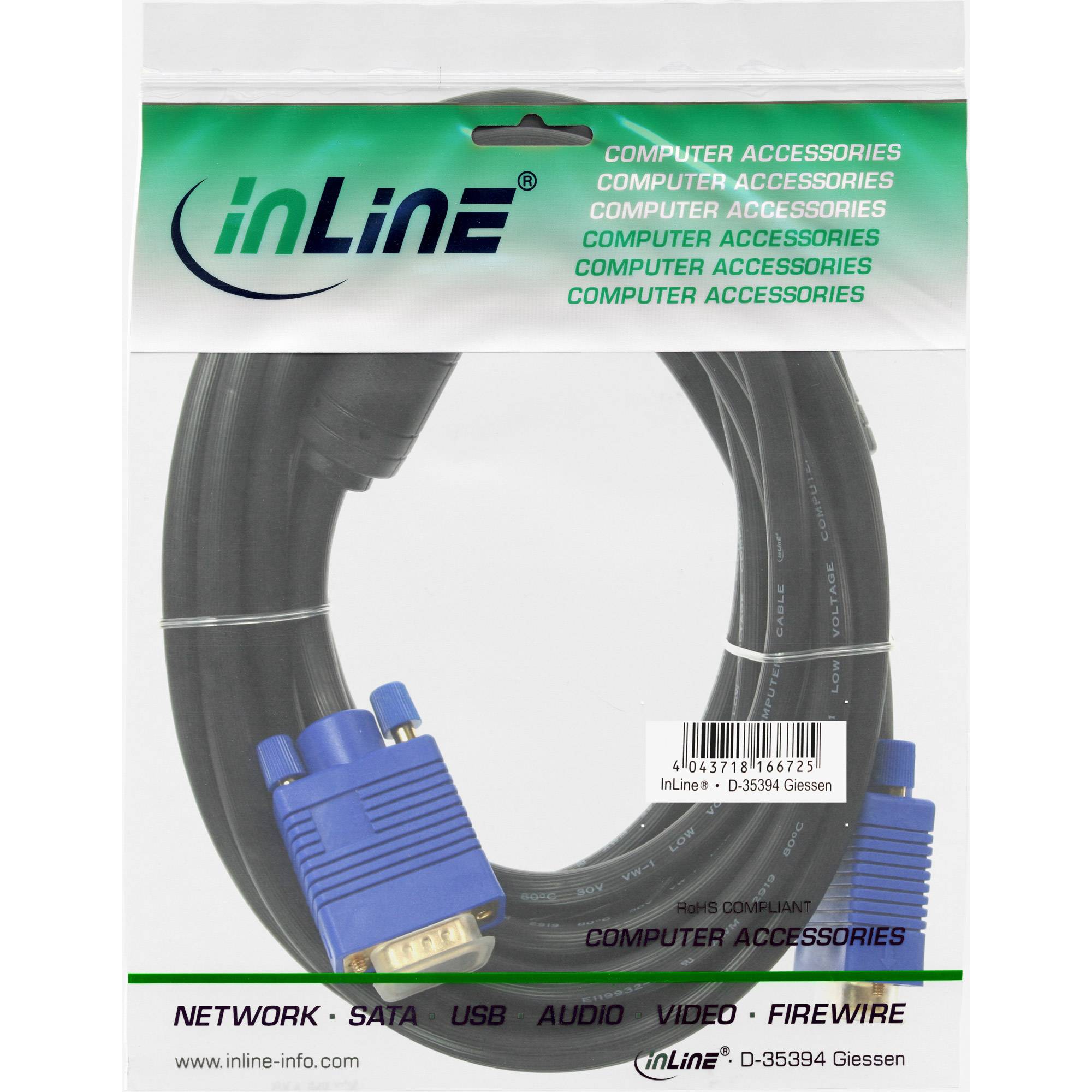 InLine® S-VGA Kabel Premium, 15pol HD Stecker / Stecker, schwarz, 0,5m-1