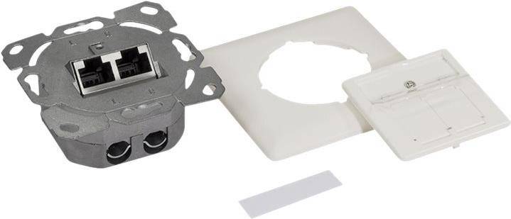 LogiLink Cat.6A Netzwerkdose UP2x RJ45 geschirmt reinweiß - Weiß-1