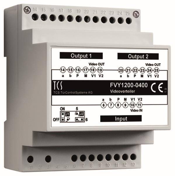 TCS Videosignalverteiler FVY1200-0400 2fach VT02-SG Install.Baumaterial Hauskomm/Batt/Sicher-0