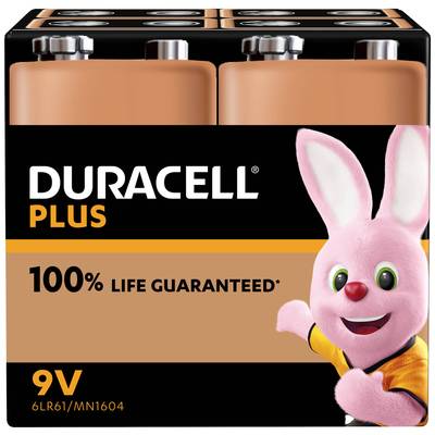 Duracell MN1604 Plus 9 V Block-Batterie Alkali-Mangan 9 4 St. - Batterie - 9V-Bl-0