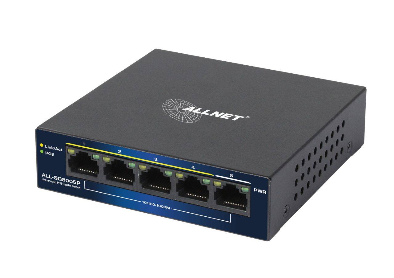 ALLNET Switch 5 Port 10/100/1000TX 4x PoE unmanaged Layer2 Lüfterlos - Switch --0